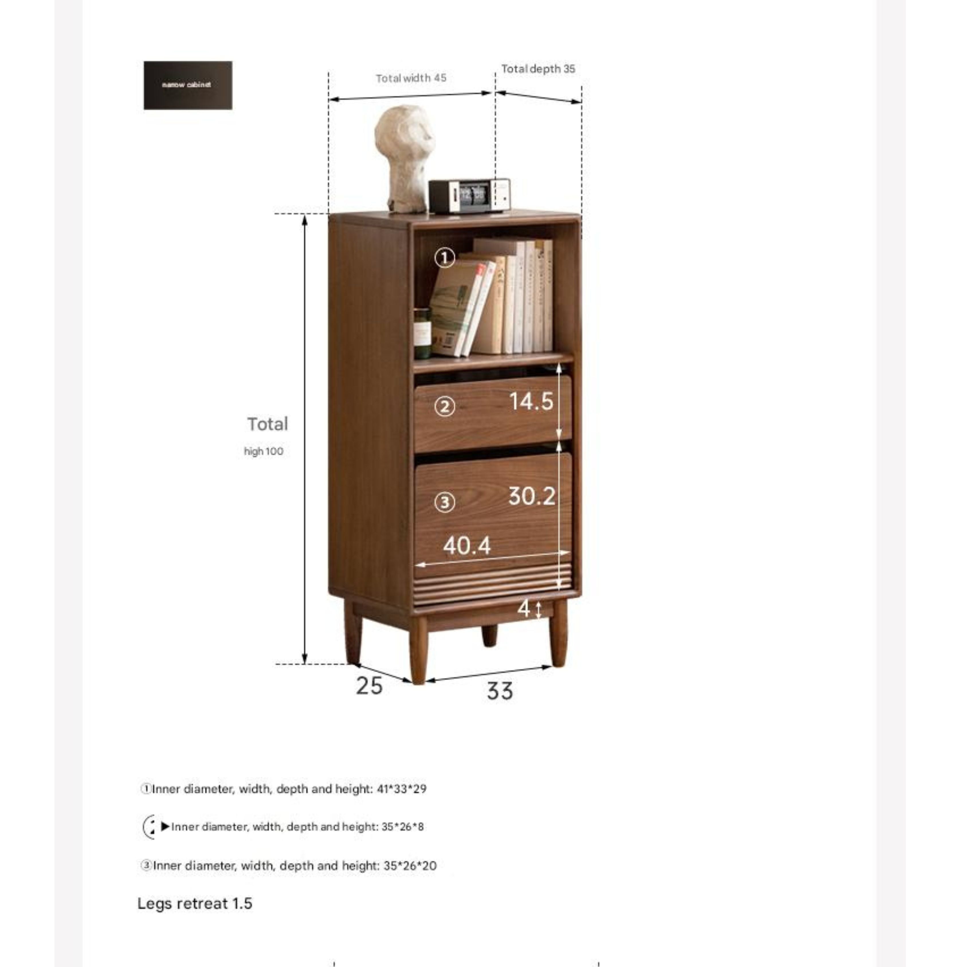 Premium Black Walnut Solid Wood Modern Side Cabinet - Stylish Storage for Living Room, Bedroom & Entryway - Mid-Century Inspired Home Decor