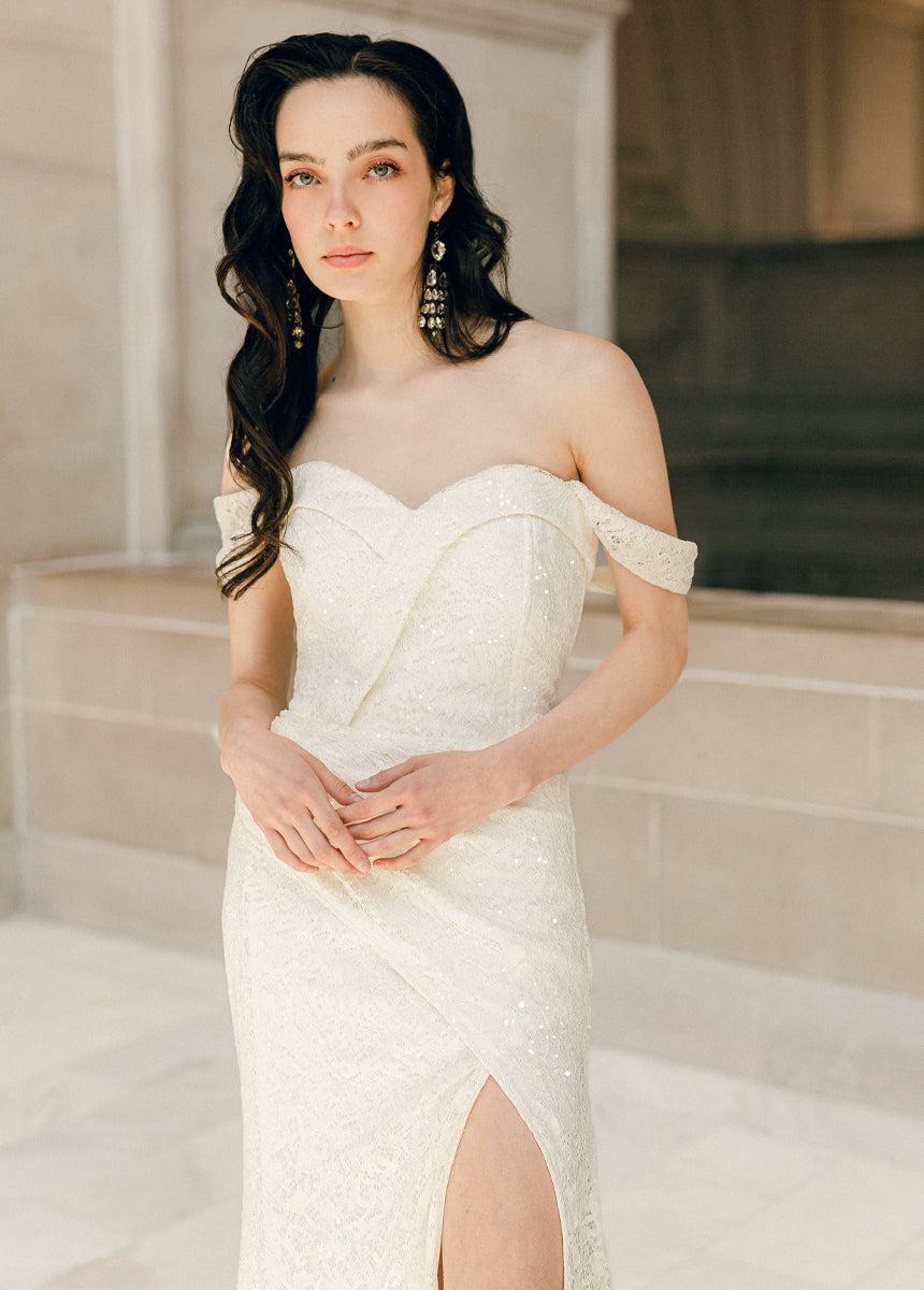 Elegant Jianna Bridal Gown with Lily Embroidery - Perfect for Wedding Ceremonies, Bridal Showers & Formal Events