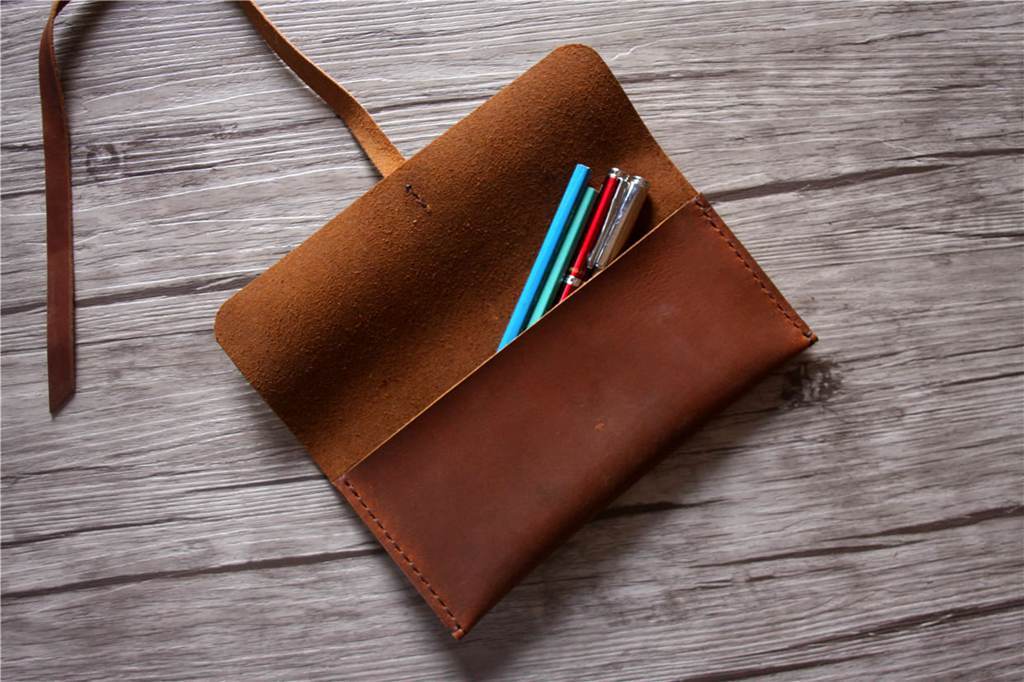 Premium Embossed Leather Pencil Case - Stylish Pen Holder for School, Office & Travel Organization