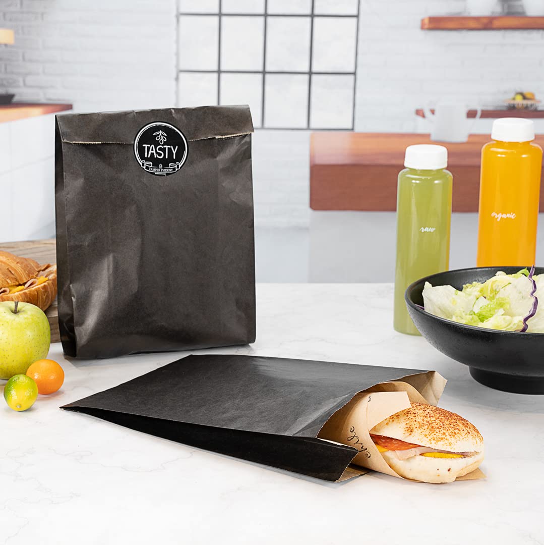 100-Pack Disposable Black Kraft Paper Bags 7