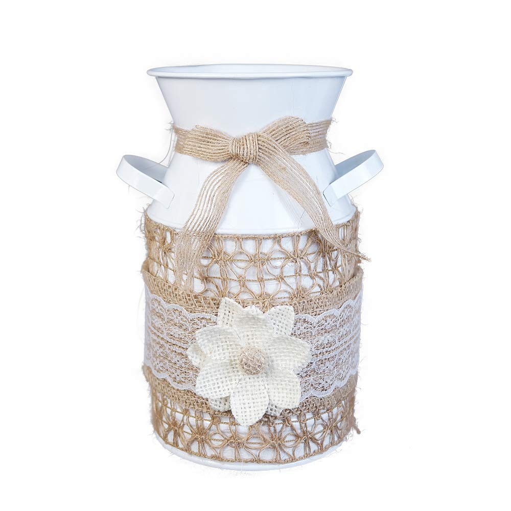 Handmade Antique Small Rustic Pitcher Vase - 7.5 Inch Vintage Milk Can for Wedding, Home & Cafe Decor - Perfect for Farmhouse Style, Table Centerpiece and Rustic Interior Design