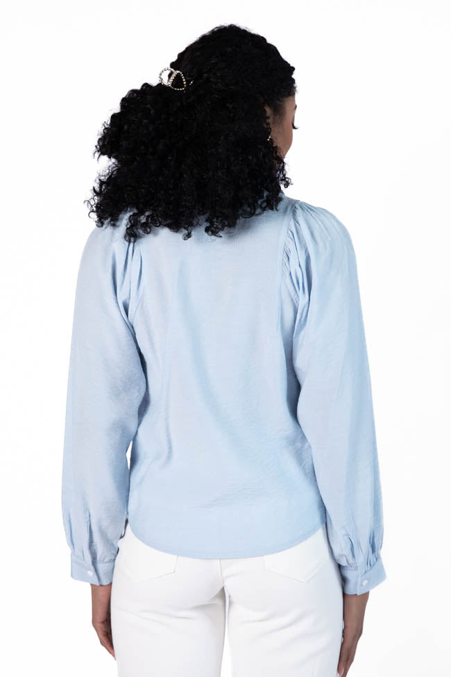 Classic Blue Button-Down Blouse for Women | Basic Foundation Shirt | Office Wear & Casual Outfits | Final Sale