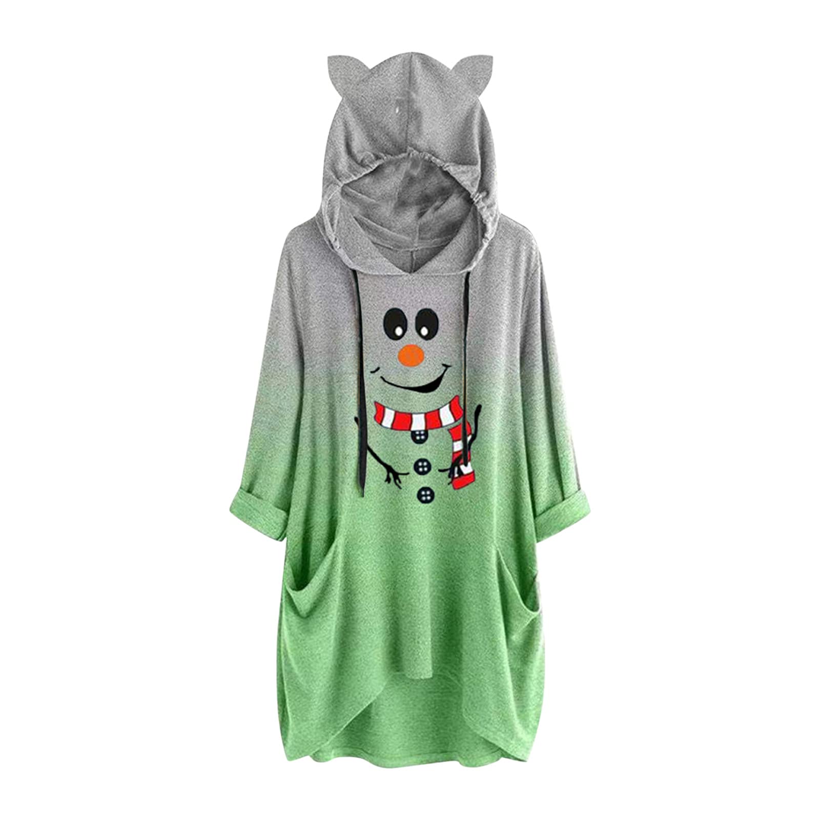 Women's Christmas Print Long Sleeve Casual Sweatshirt & Hoodie - Cozy Pullover Blouse for Holiday Parties, Winter Outfits and Casual Wear