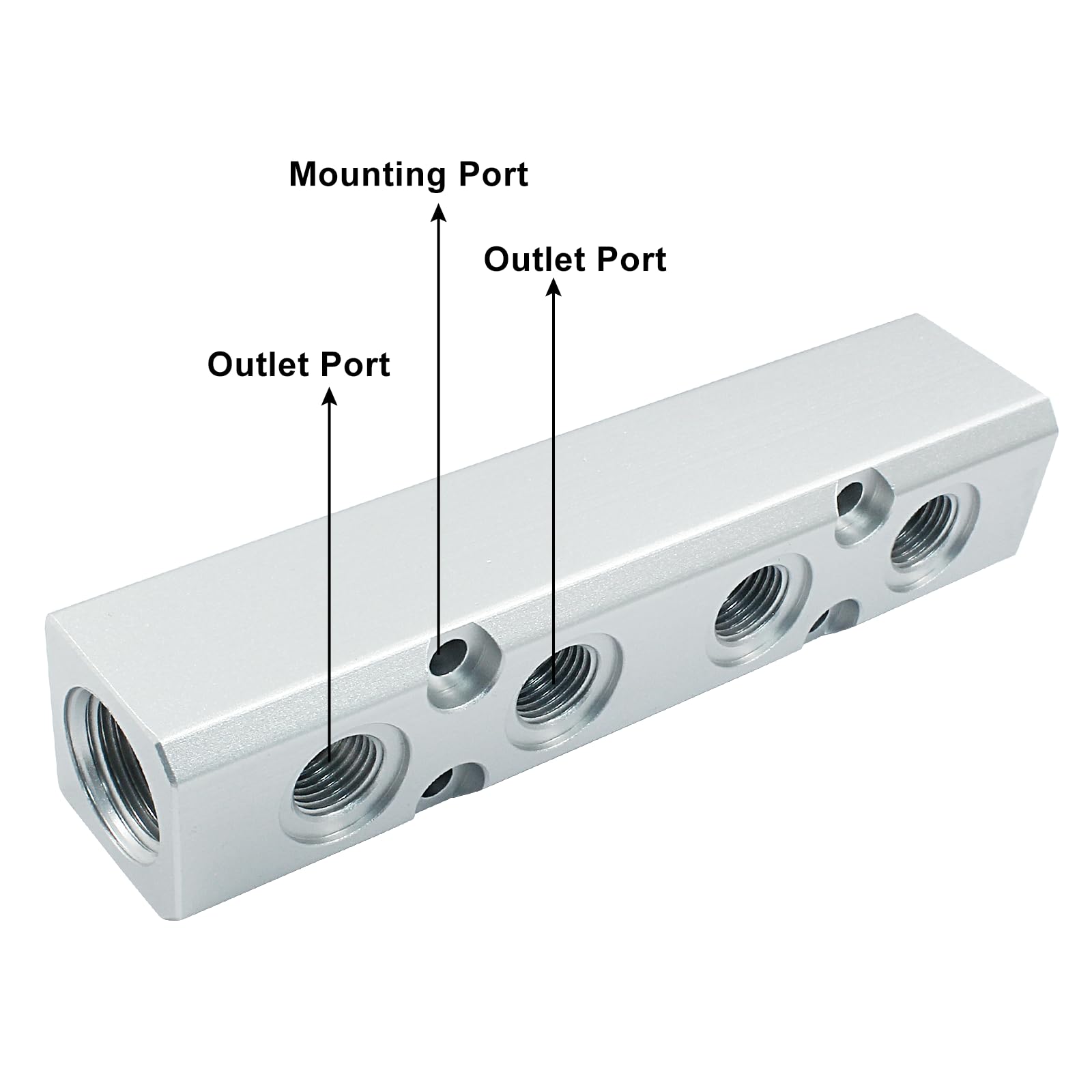 Litoexpe 4 Way Pneumatic Manifold Air Distribution Block - G1/2 Supply Port & G1/4 Output Port - Heavy Duty Air Compressor Manifold Fitting for Industrial Automation, HVAC Systems & Pneumatic Tools