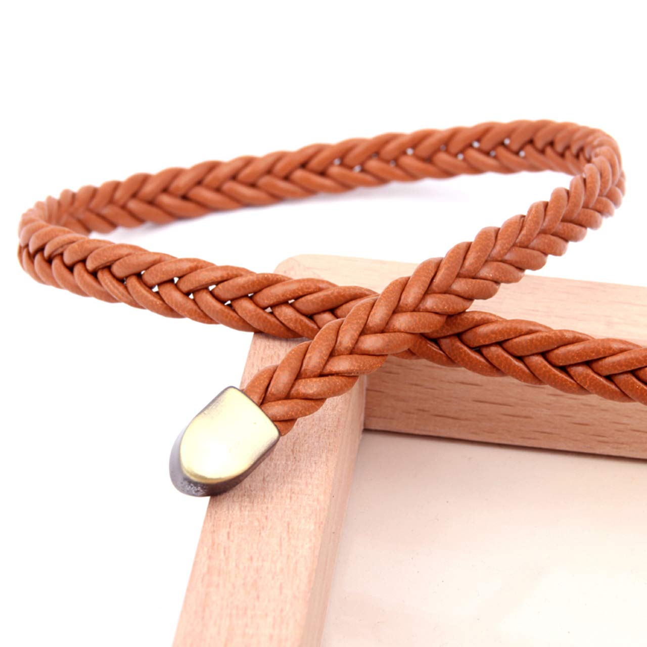 Ayliss Women's Braided PU Leather Skinny Belt - Thin Woven Waist Belt with Pin Buckle for Jeans, Pants & Dresses | Perfect for Casual, Office & Date Night Outfits