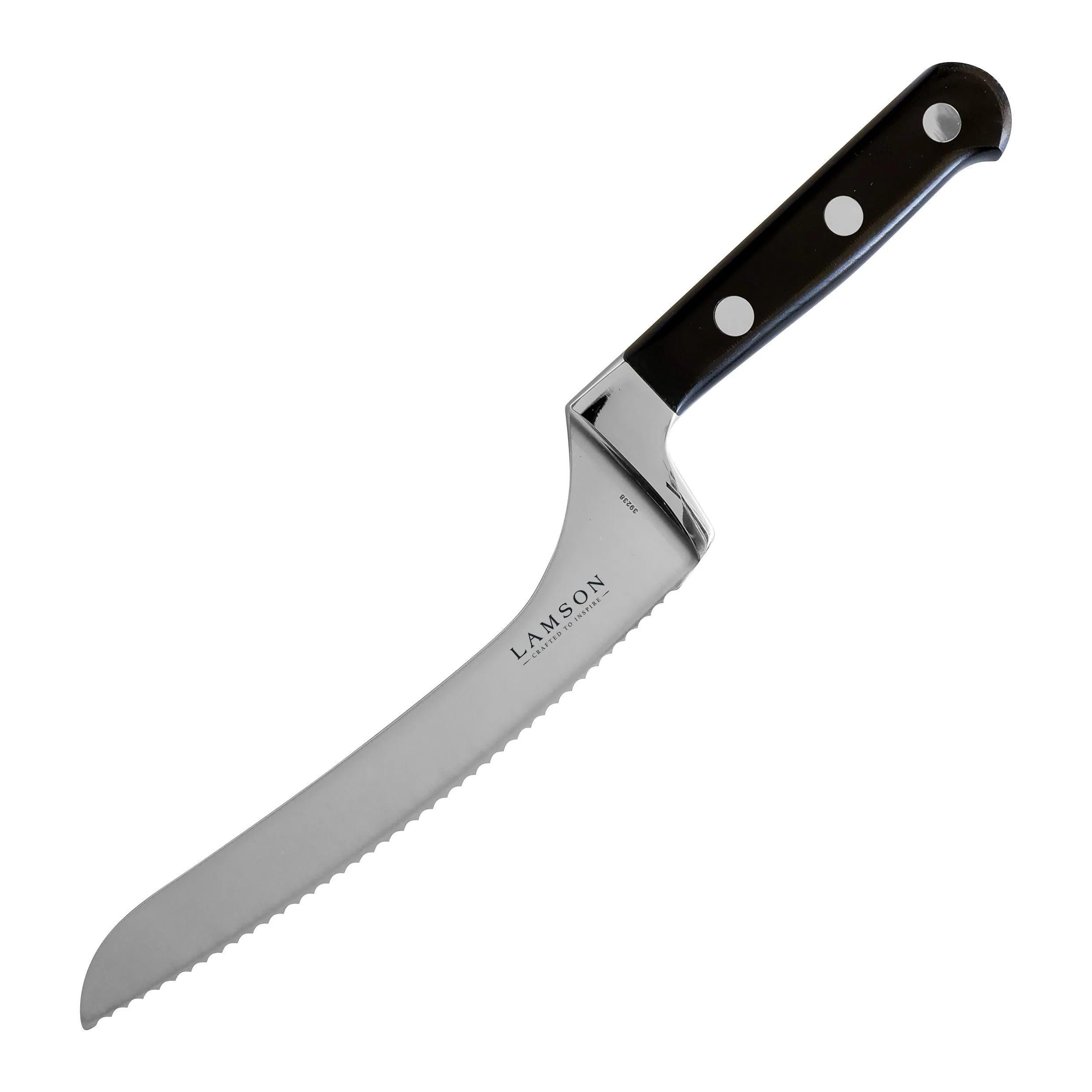 Lamson 7-Inch Premier Forged Offset Serrated Bread Knife - Midnight Black - Perfect for Slicing Artisan Breads, Baguettes & Pastries - Ideal for Home Bakers & Professional Chefs