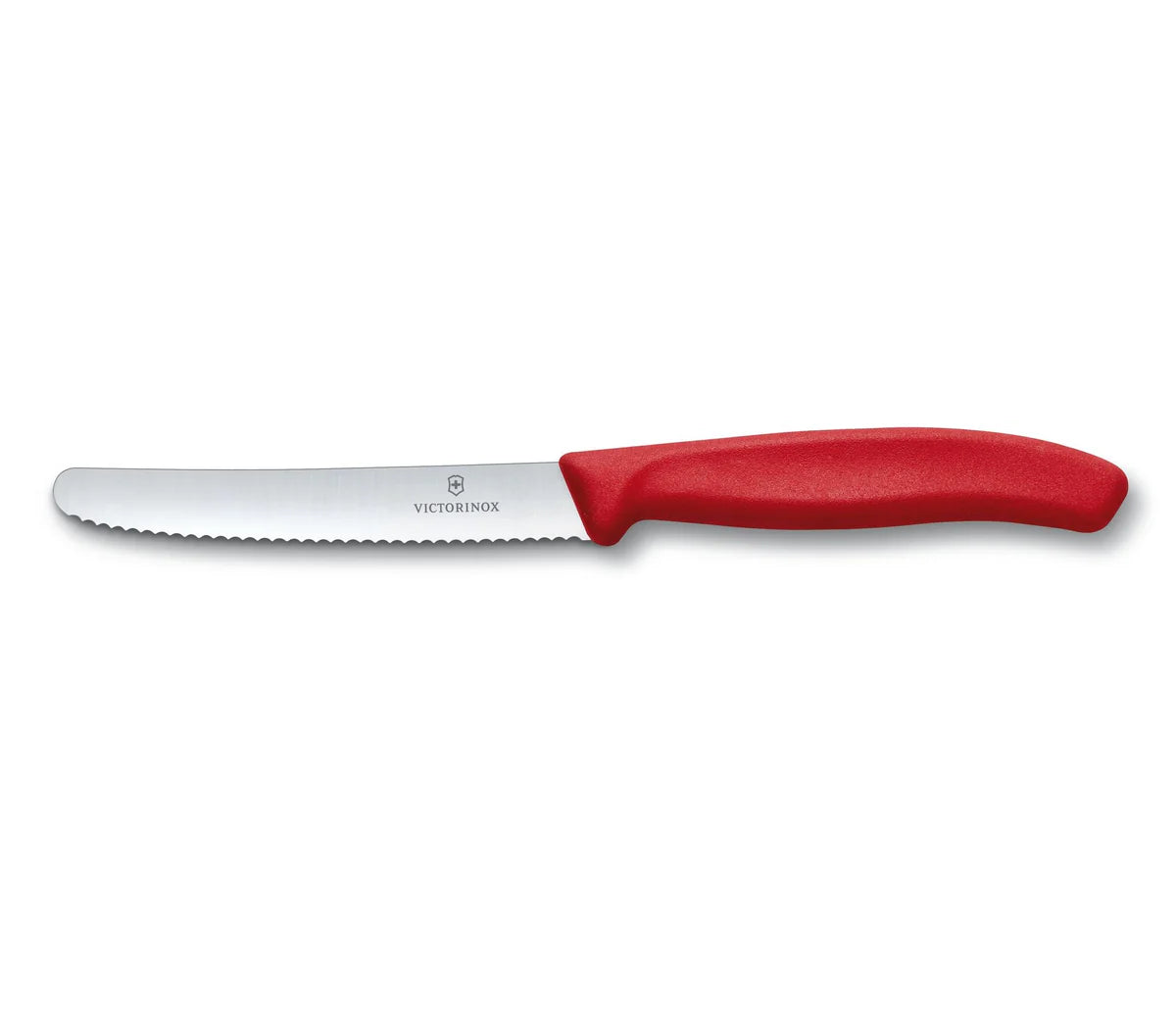 Victorinox 4.5 Inch Serrated Steak Knife Set - Stainless Steel Blade with Rounded Tip & Ergonomic Red Handle - Perfect for Steak Dinners, BBQ Parties and Fine Dining
