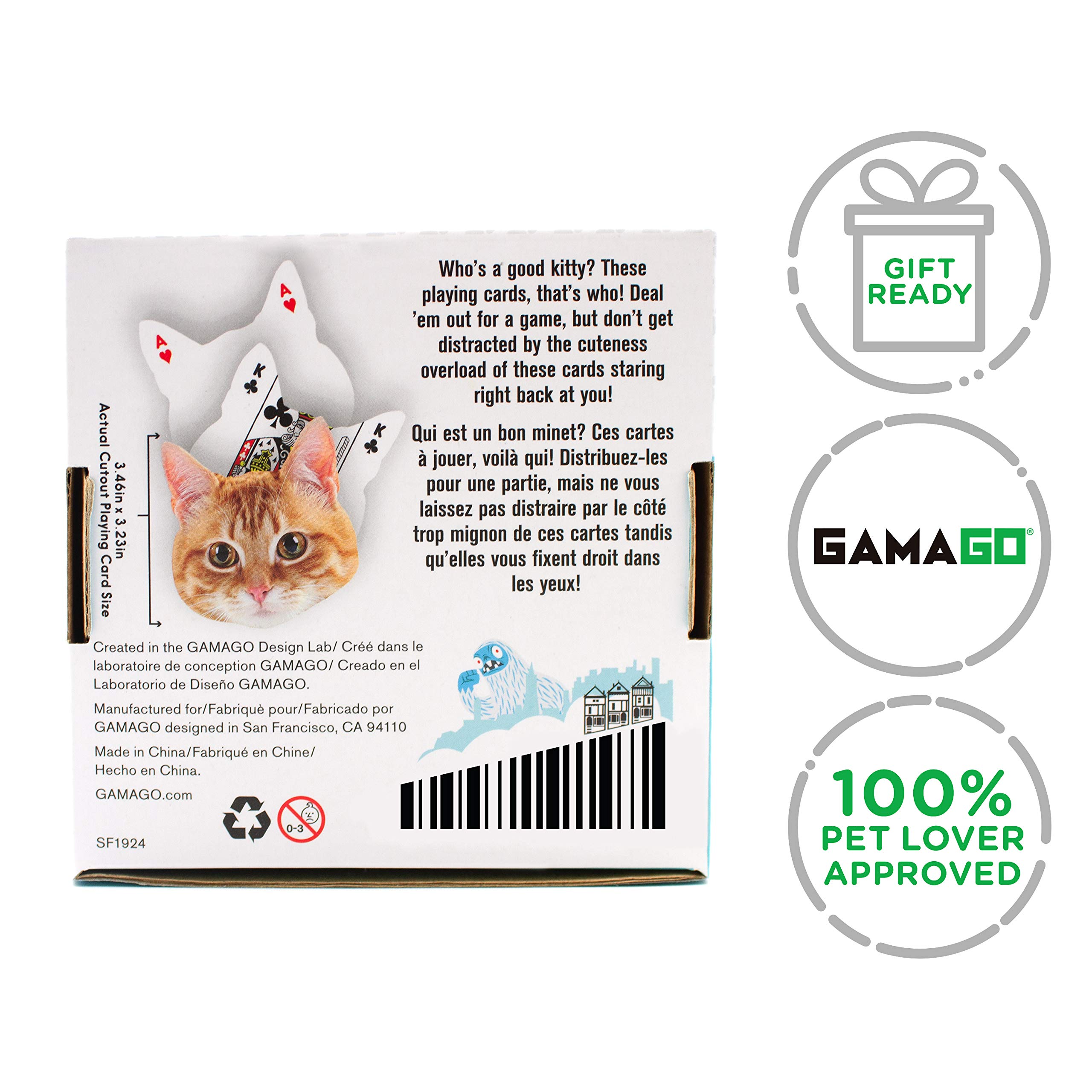 GAMAGO Kitten Playing Cards - Unique Cat-Shaped Deck for Poker, Blackjack & Fun Game Nights - Perfect Gift for Cat Lovers, Birthday Parties, Stocking Stuffers & White Elephant Exchanges - Vibrant Multicolor Design (3 Inches) - Great for Family Gatherings, Travel Games & Themed Parties