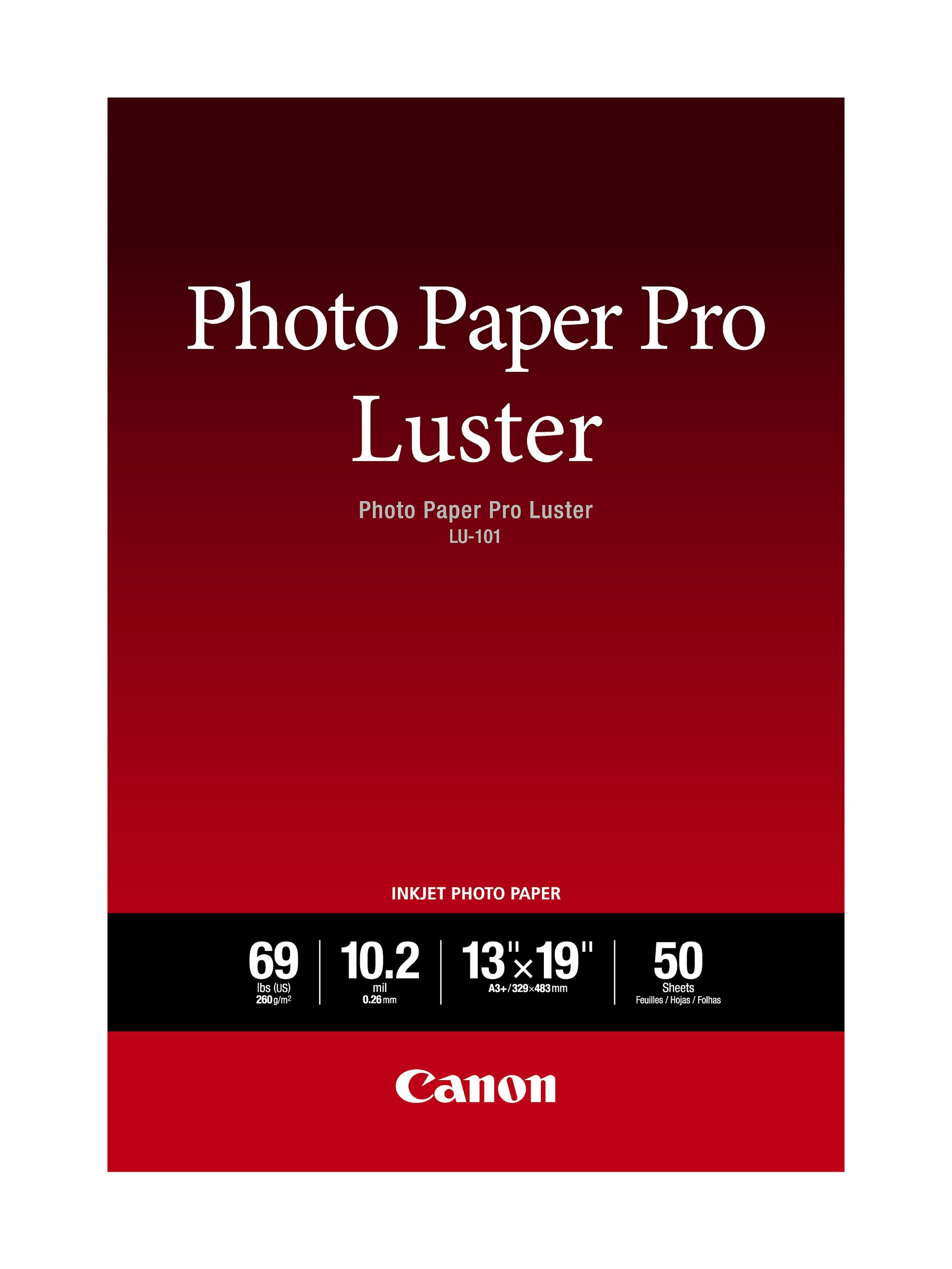 Canon Luster Photo Paper 13x19 Inches - 50 Sheets Premium Quality (LU-101 13X1950) for Professional Photo Printing, Art Prints & Home Decor