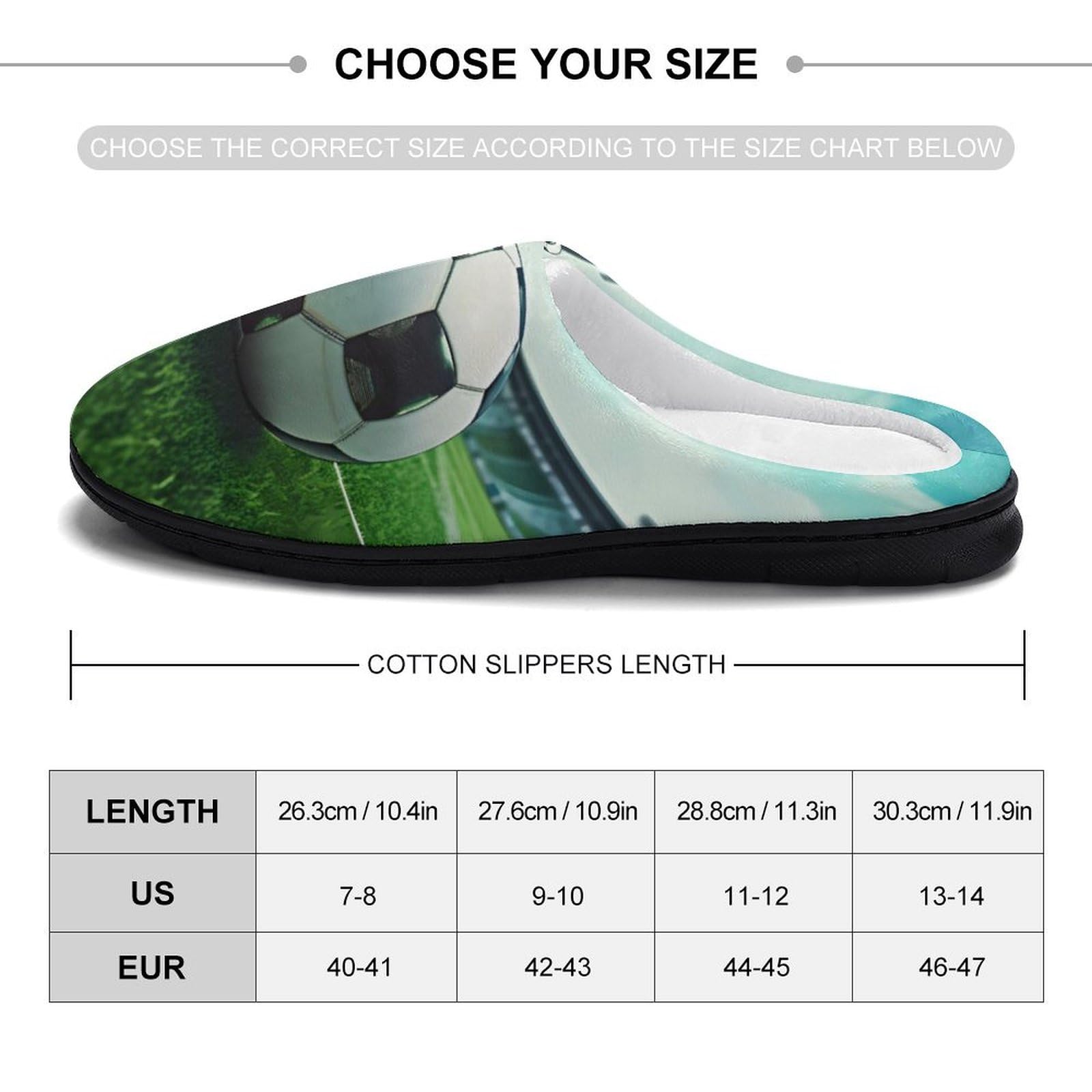 Men's Football Field Soccer Slippers - Soft Cotton Memory Foam House Shoes with Anti-Skid Sole for Indoor Comfort & Sports Lounge Wear