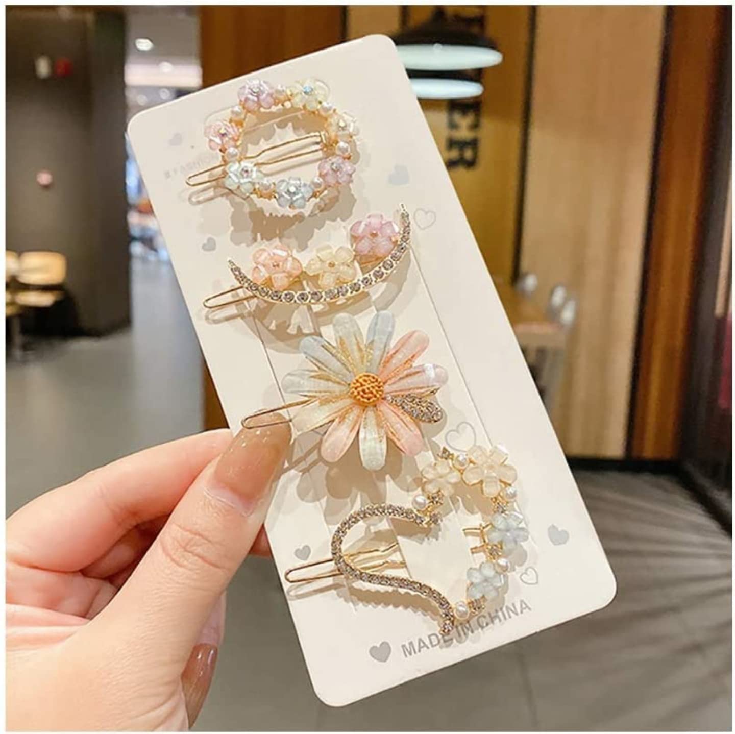 Korean Style Pearl Barrettes Hair Clips Set - 4PC Women's Hairpins with Marble Alligator & Duckbill Design, Elegant Hair Accessories for Women & Girls | Perfect for Weddings, Parties & Daily Styling
