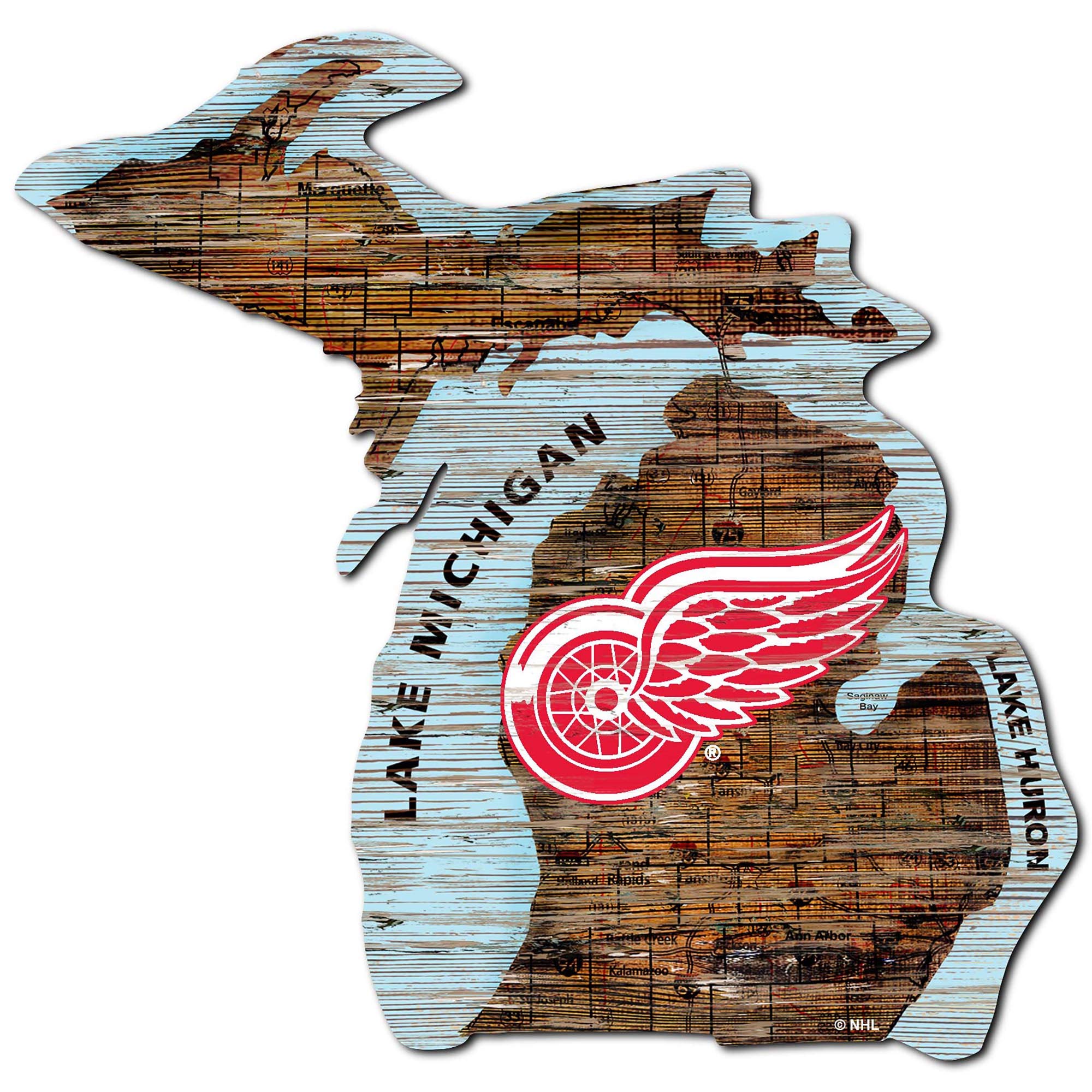 Fan Creations NHL Detroit Red Wings Unisex Mini Roadmap State Sign - 12 Inch Team Color Wall Decor for Hockey Fans | Perfect for Game Room, Man Cave & Sports Themed Gifts