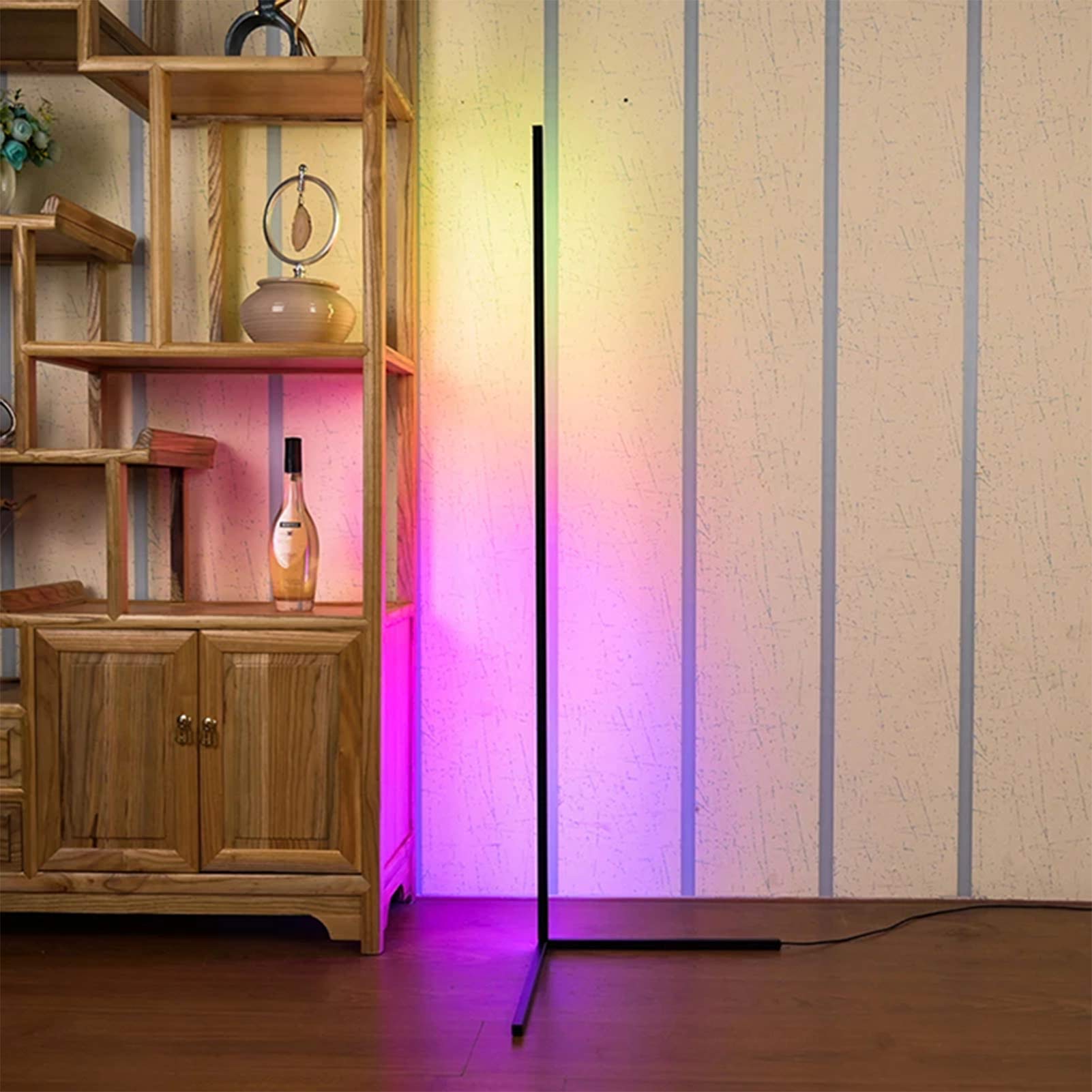 RGB Corner Floor Lamp with Remote Control - 16 Color Changing LED Light for Bedroom, Living Room, Office & Reading - Modern Mood Lighting for Christmas Decor & Home Ambiance