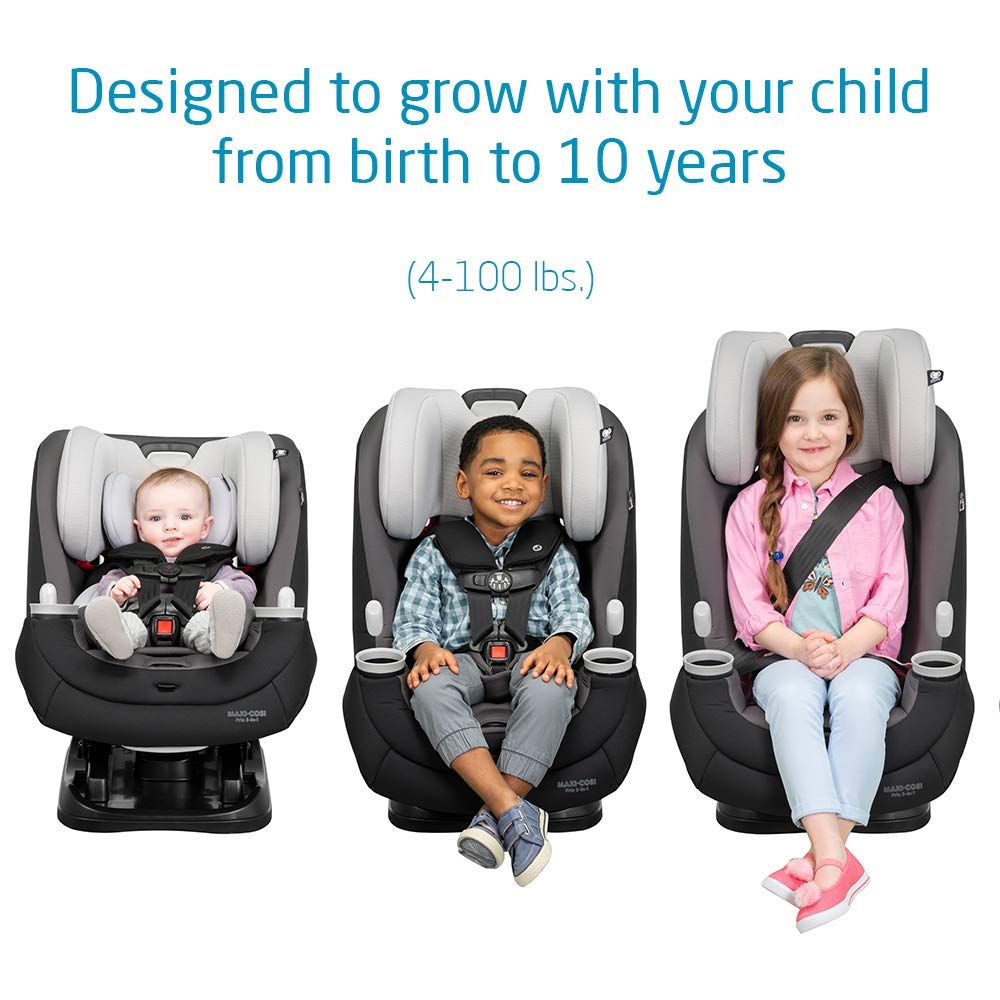 Maxi-Cosi Pria All-in-One Convertible Car Seat - Rear Facing (4-40 lbs) & Forward Facing (up to 100 lbs) with Booster Mode | Safe Infant & Toddler Car Seat | Blackened Pearl | Perfect for Family Travel & Daily Commute