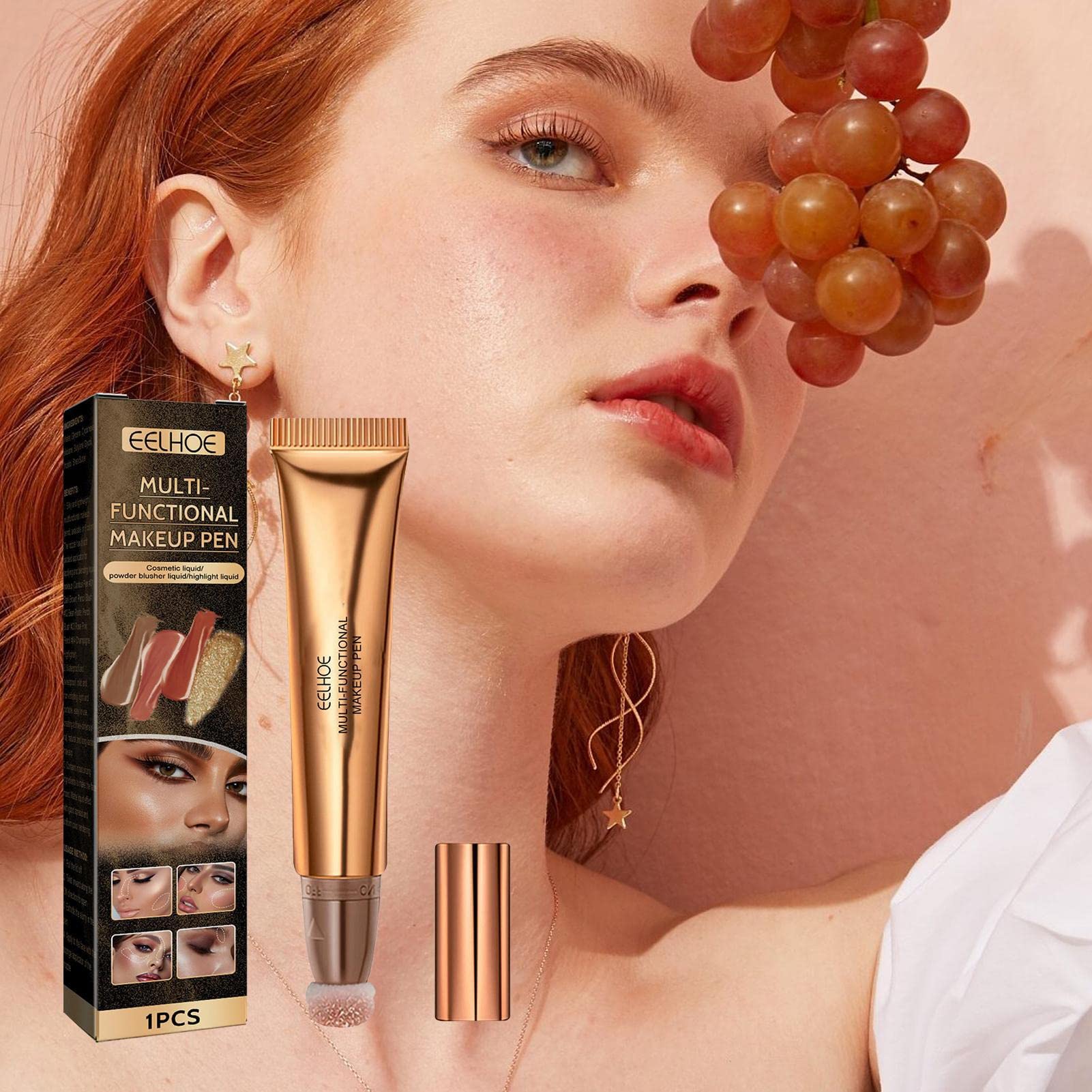 Waterproof Creamy Multi Stick - Highlighter, Blush & Lip Gloss 3-in-1 Makeup Stick | Brightening Shadow & Long-Lasting Wear | Perfect for On-the-Go Touch Ups, Travel & Everyday Makeup Routine