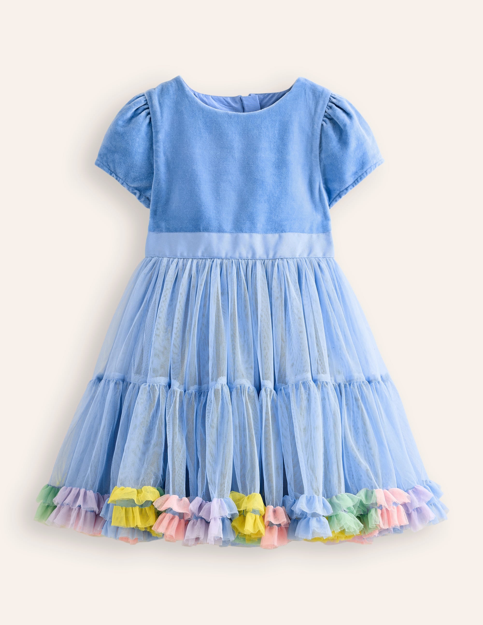 Elegant Beth Velvet Bodice Tulle Dress in Forget-Me-Not Blue - Perfect for Weddings, Prom & Special Occasions