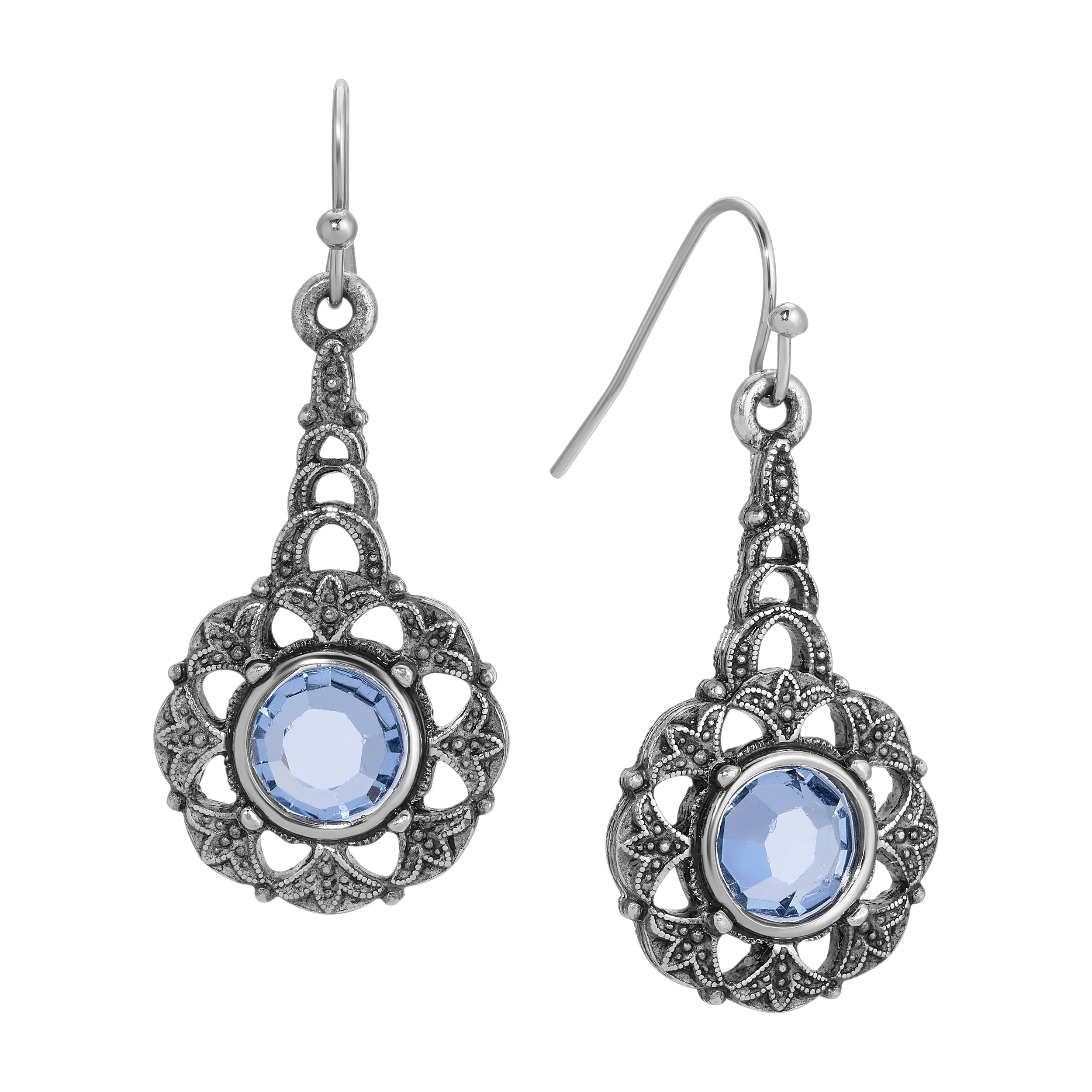 1928 Art Deco Style Light Sapphire Channel Crystal Drop Earrings for Women - Vintage Inspired Jewelry for Parties, Weddings & Evening Events
