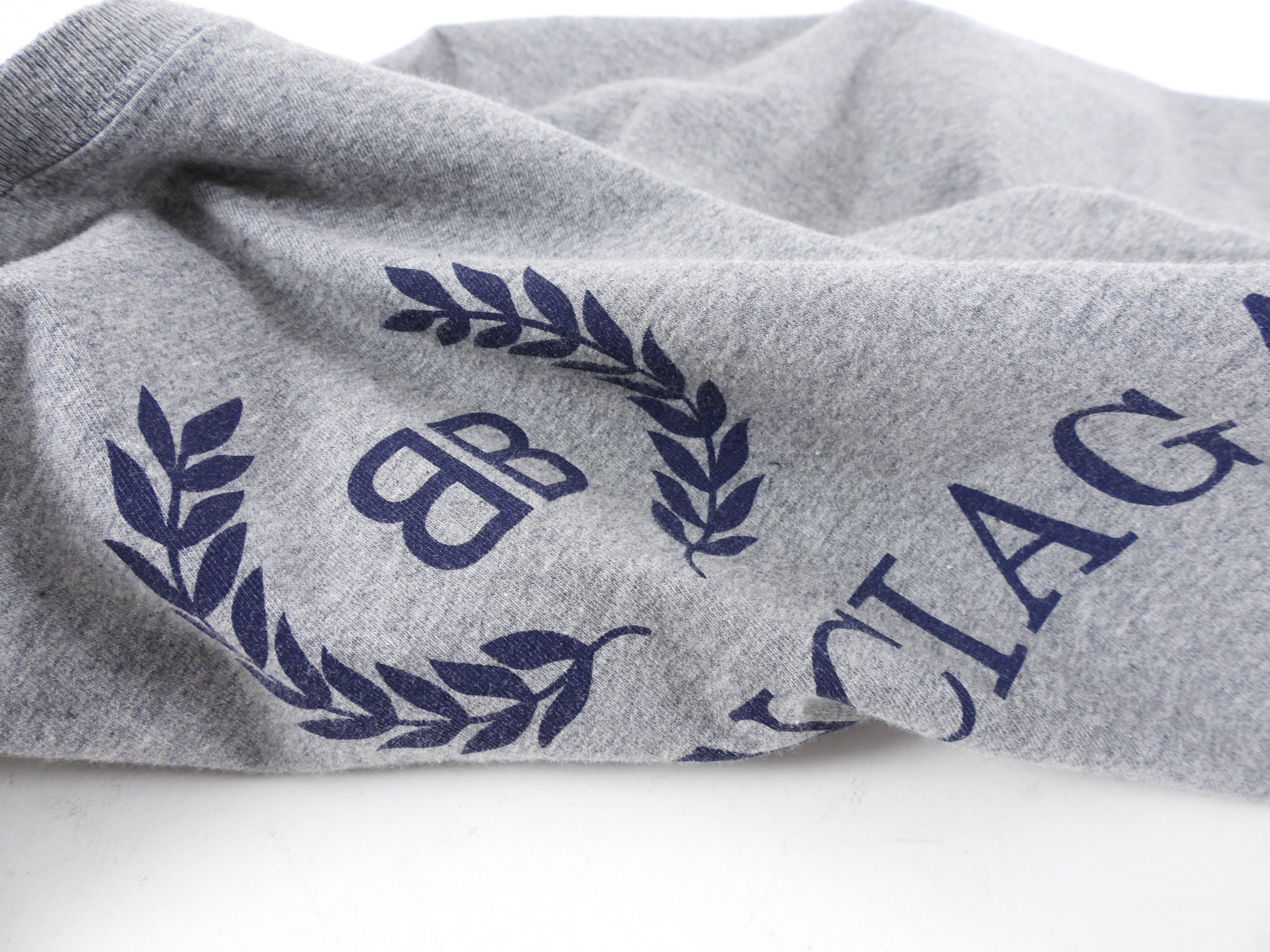 Balenciaga Grey T-Shirt with Navy College Logo - Men's Casual Cotton Tee in Sizes S/M/L - Perfect for Streetwear & Everyday Outfits