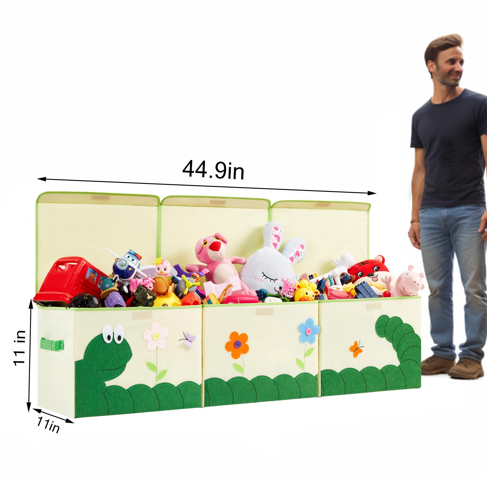 Large Kids Toy Storage Box with Lid - Cute Organizer Chest for Boys & Girls, Nursery Room Decor, Baby Toy Basket (Greedy Snake Design) | Perfect for Playroom Organization & Toddler Toy Storage