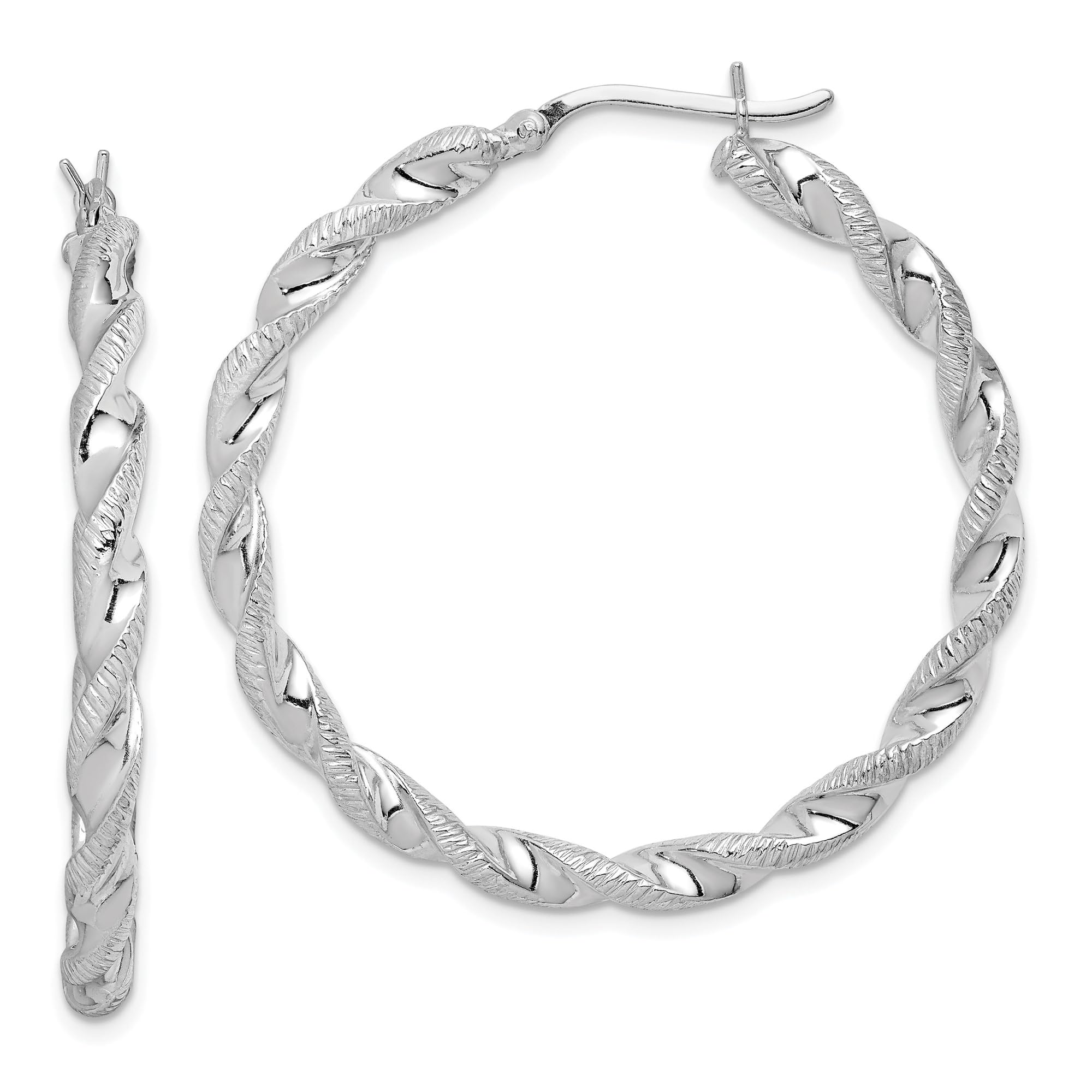 925 Sterling Silver Twisted 3.5x40mm Round Large Hoop Earrings for Women - Trendy Chunky Statement Jewelry for Everyday Wear & Special Occasions