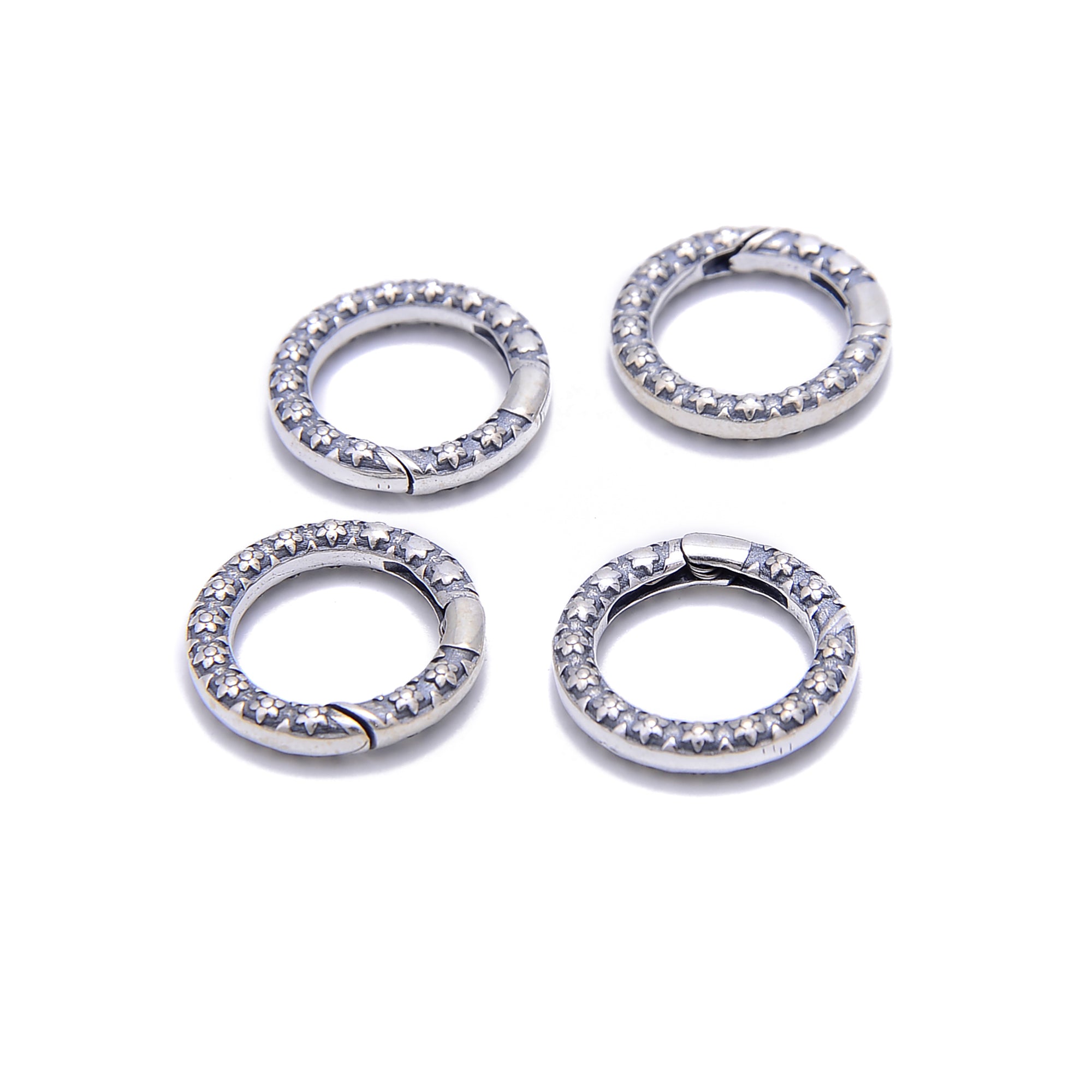 925 Sterling Silver Anti-Tarnish Flower Round Clasp - 17mm Size (1 Piece/Bag) - Perfect for Jewelry Making, DIY Bracelets & Necklaces