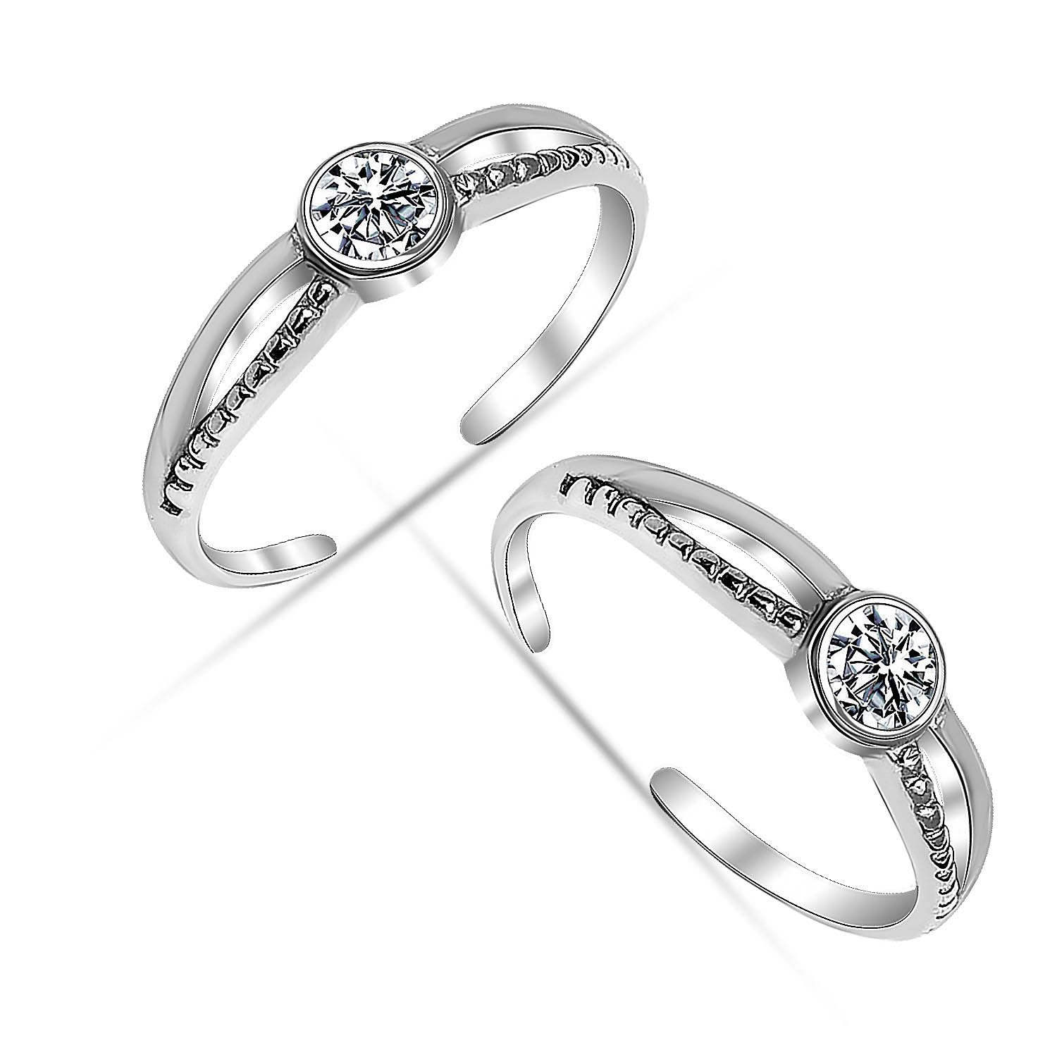LeCalla 925 Sterling Silver Cubic Zirconia Toe Ring for Women - BIS Hallmarked Classic Elegant Jewelry | Comfortable Toe Ring Gift for Anniversary, Birthday, Wedding | Perfect for Beach Vacations, Pedicures & Summer Fashion