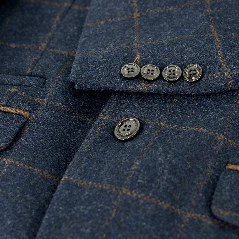 Cavani Kemson Navy Tweed Slim Fit Jacket for Men - Classic Stylish Blazer for Business, Office, and Formal Occasions