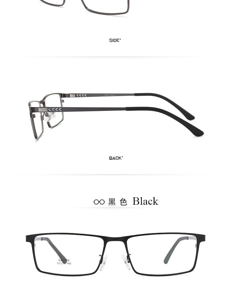 Bclear Men's Full Rim Alloy Frame Eyeglasses with Spring Hinge - Lightweight & Durable (Model 41002) for Work, Reading & Everyday Use
