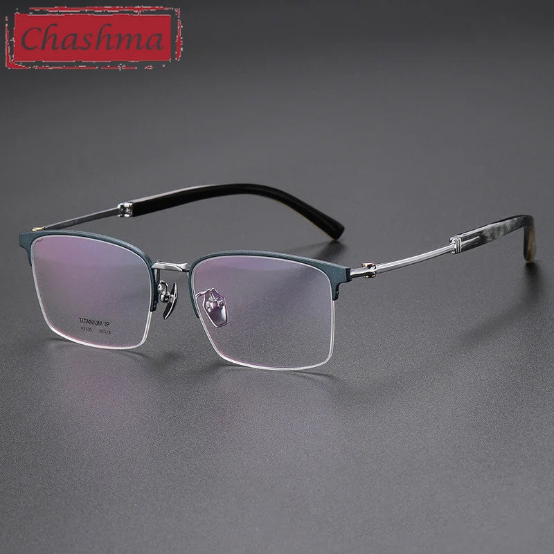 Premium Titanium Full Rim Square Eyeglasses for Men - Lightweight & Durable Frame - Ideal for Work, Reading & Everyday Use
