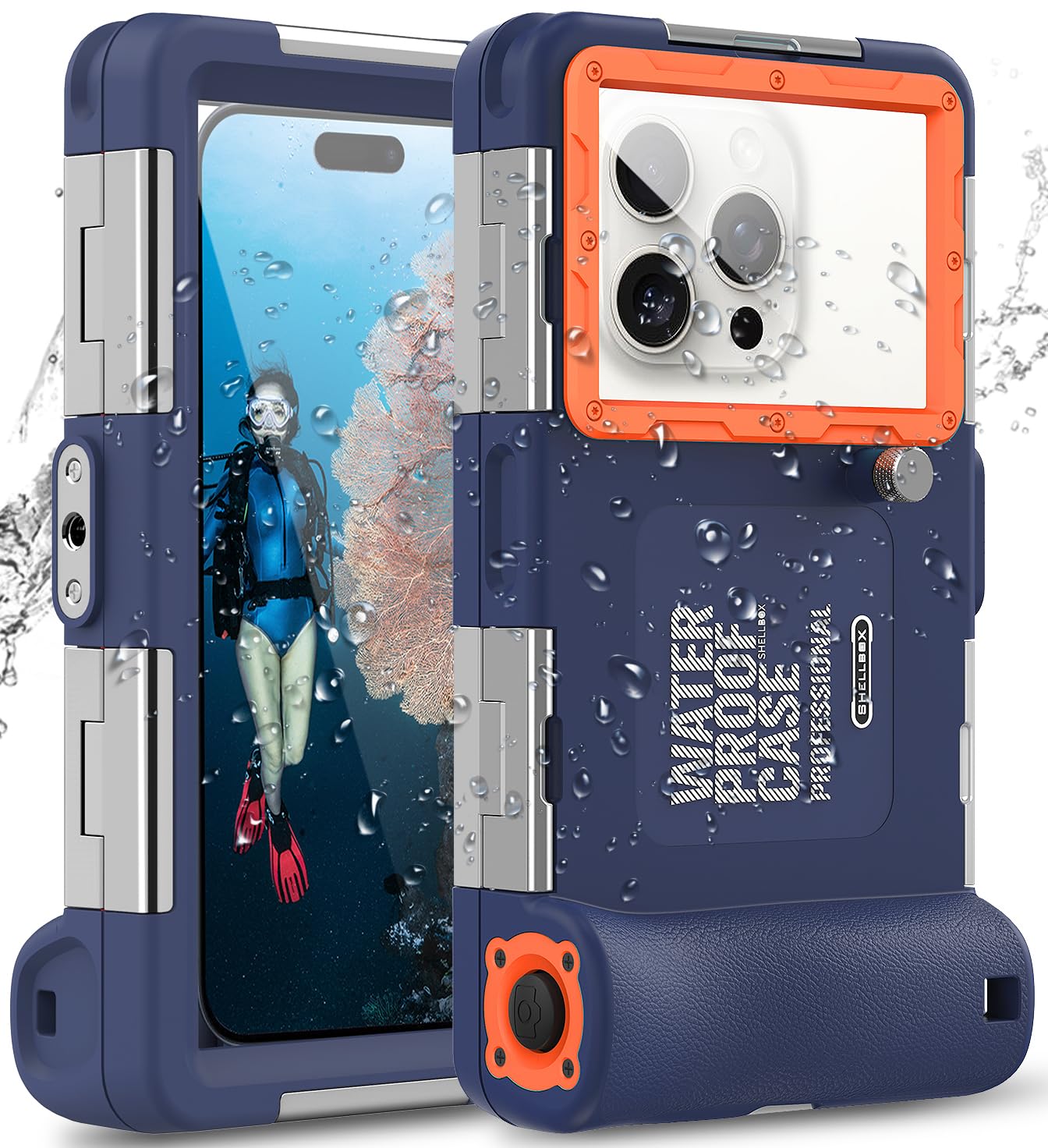 **Waterproof Phone Case for iPhone 16/15/14/13/12/11 Pro Max & Samsung Galaxy S25/S24/S23/S22 – 50ft/15m Deep Underwater Diving & Snorkeling Protection – Shockproof & HD Photo/Video Cover (Orange) – Perfect for Beach, Pool & Water Sports**