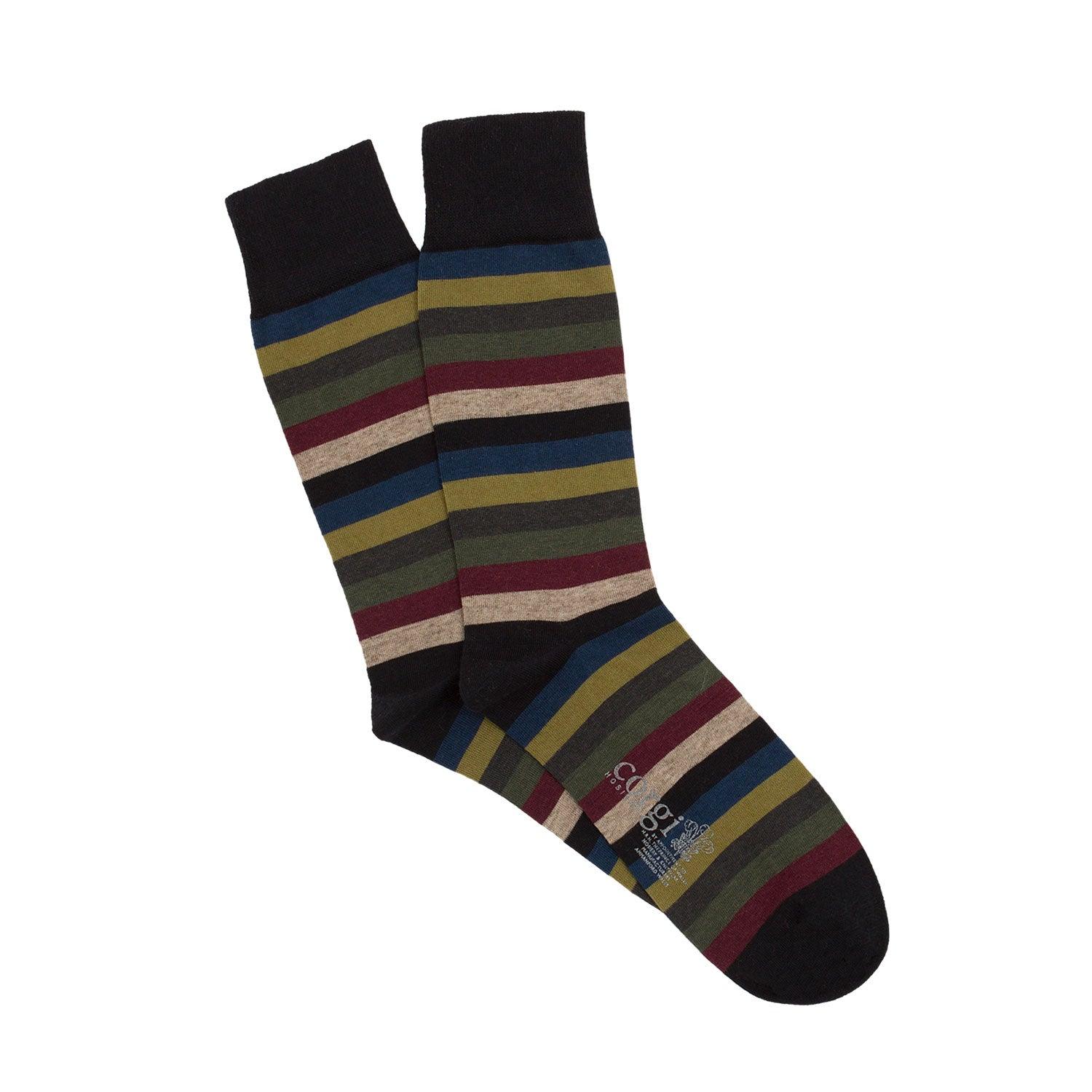 Premium Men's Striped Cashmere Blend Socks - Soft & Warm Winter Socks for Casual Wear, Office & Outdoor Activities