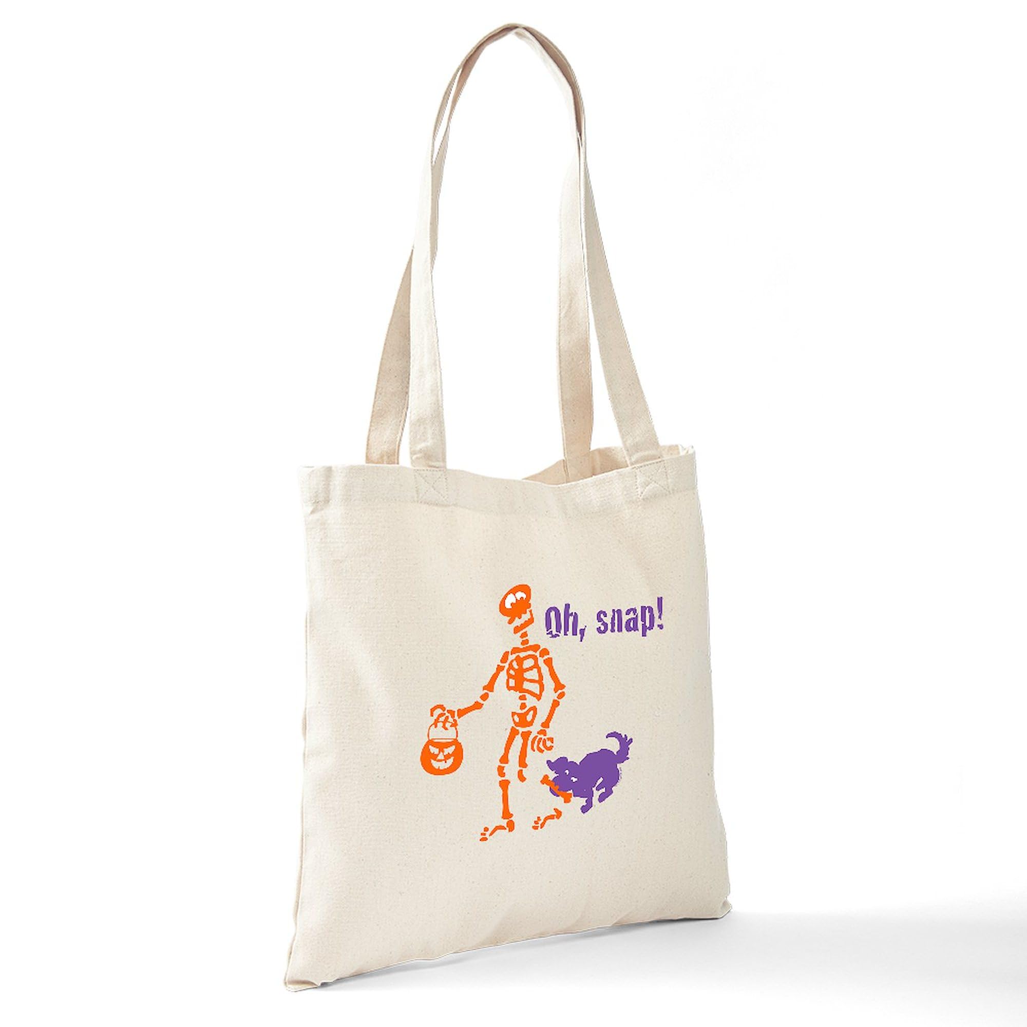 Eco-Friendly Oh, Snap Skeleton Canvas Tote Bag - Reusable Natural Shopping Bag for Groceries, Beach & Daily Use