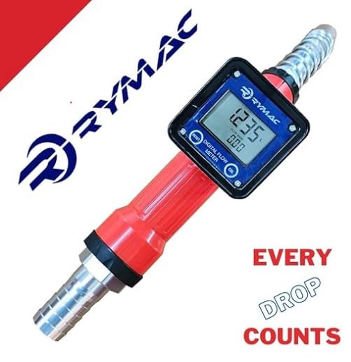 Rymac® Digital Fuel Gun with Flow Meter & Totalizer - Measures Diesel, Oil, Kerosene, Gasoline & Other Liquids | Perfect for Gas Stations, Fleet Management & Industrial Fuel Transfer