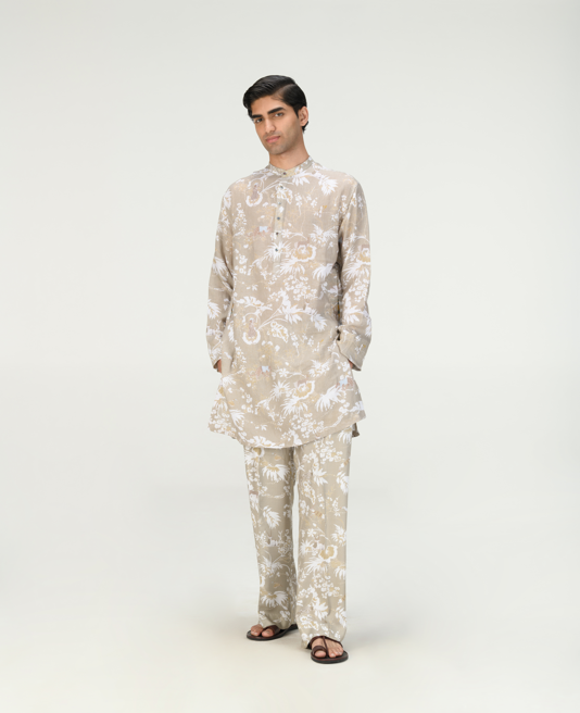 Premium Linen Kurta for Men - Chhote Miyan Oyster Grey - Comfortable & Stylish Ethnic Wear for Festivals, Weddings & Casual Outings