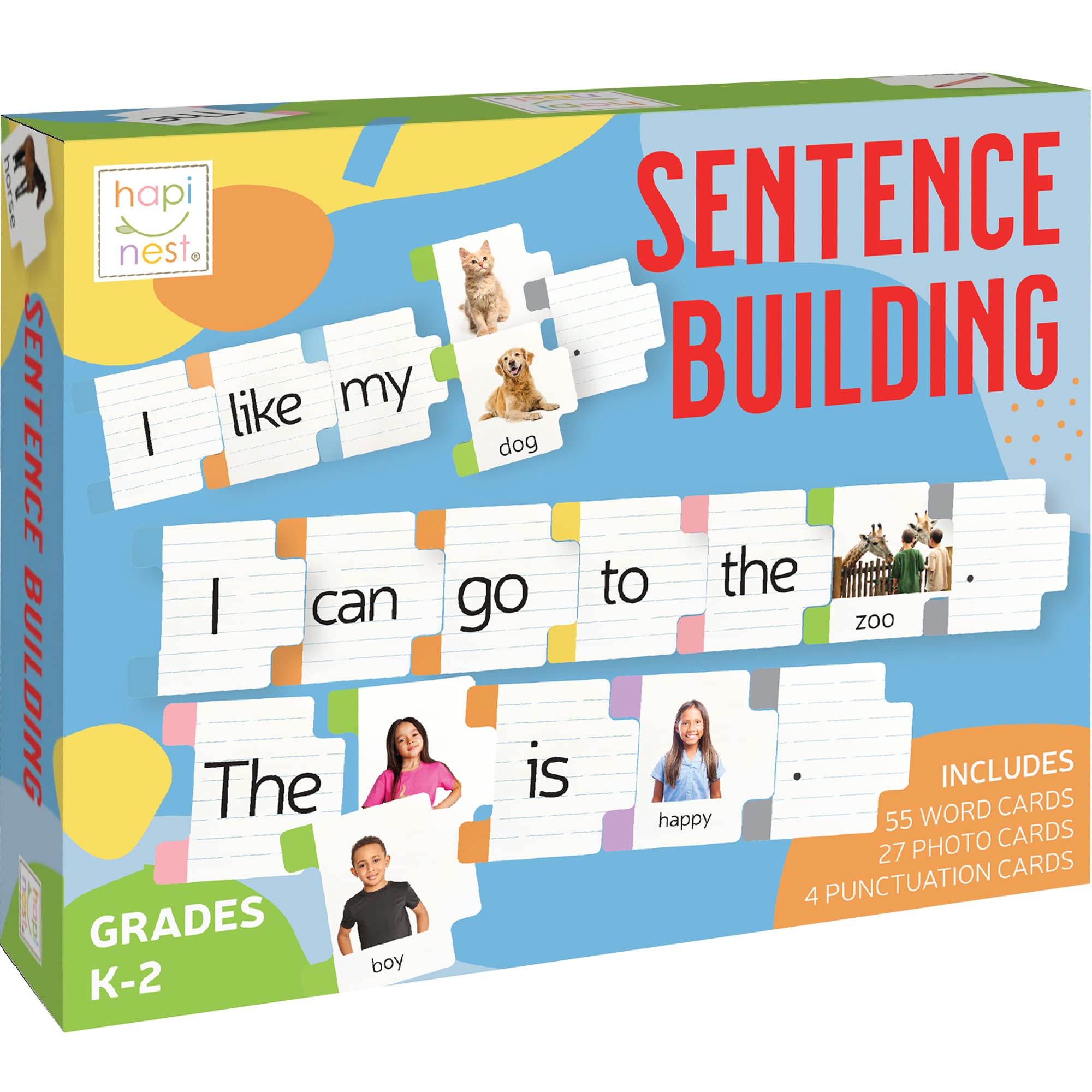 Hapinest Kids Sentence Building Game - Grammar & Speech Therapy for Kindergarten, 1st & 2nd Grade - Perfect for Classroom & Homeschool Learning Activities