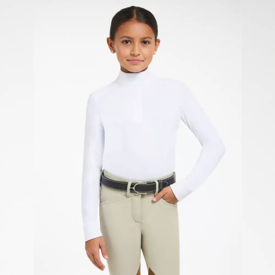 RJ Classics Girls Tori Show Shirt - Equestrian Riding Top for Horseback Riding & Competitions - Perfect for Show Jumping & Dressage Events