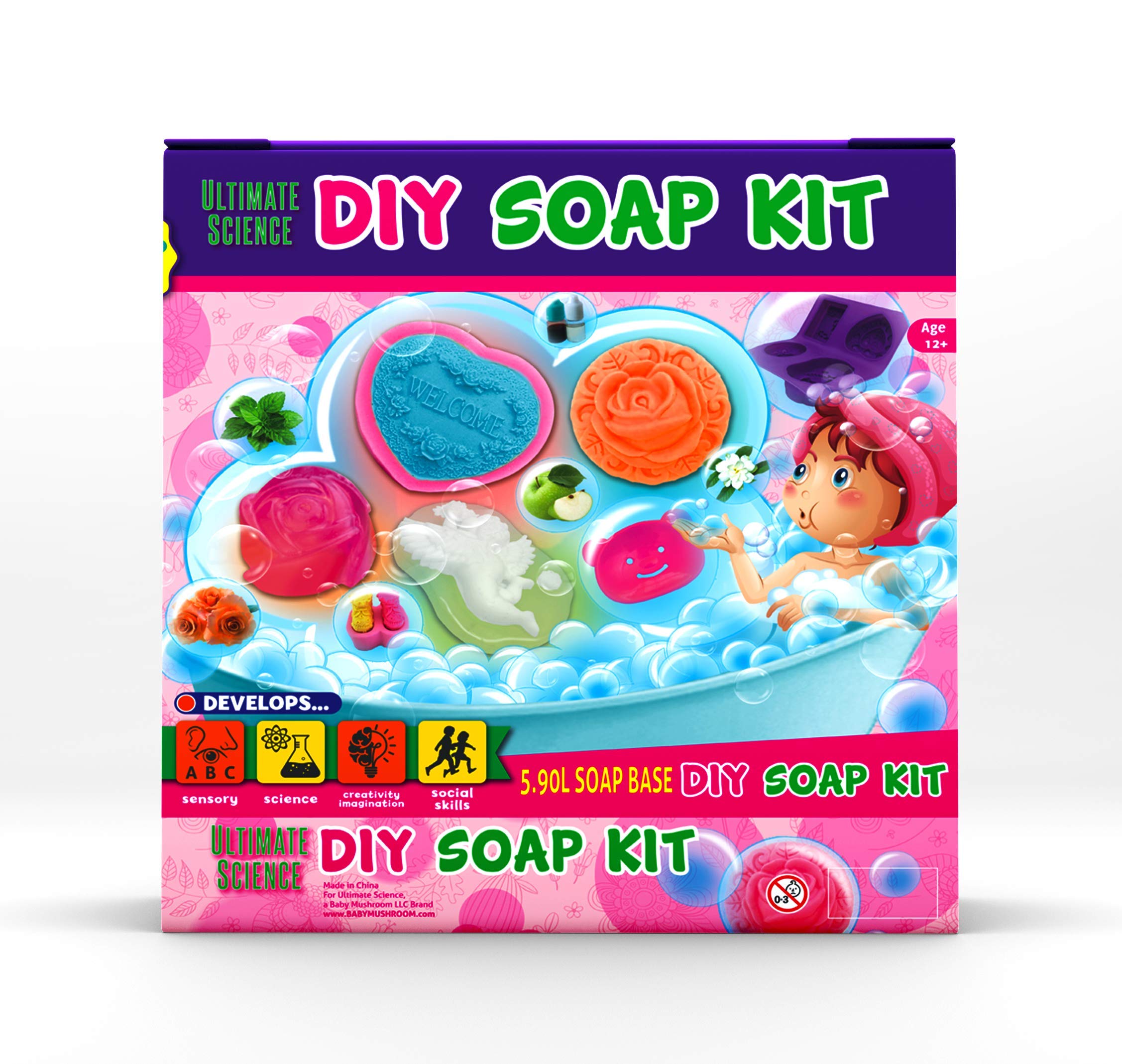 DIY Mushroom Soap Making Kit for Kids - Creative Arts & Crafts Gift Set with Silicone Molds & Gift Boxes - Perfect for Birthday Parties, STEM Learning & Sensory Play Activities