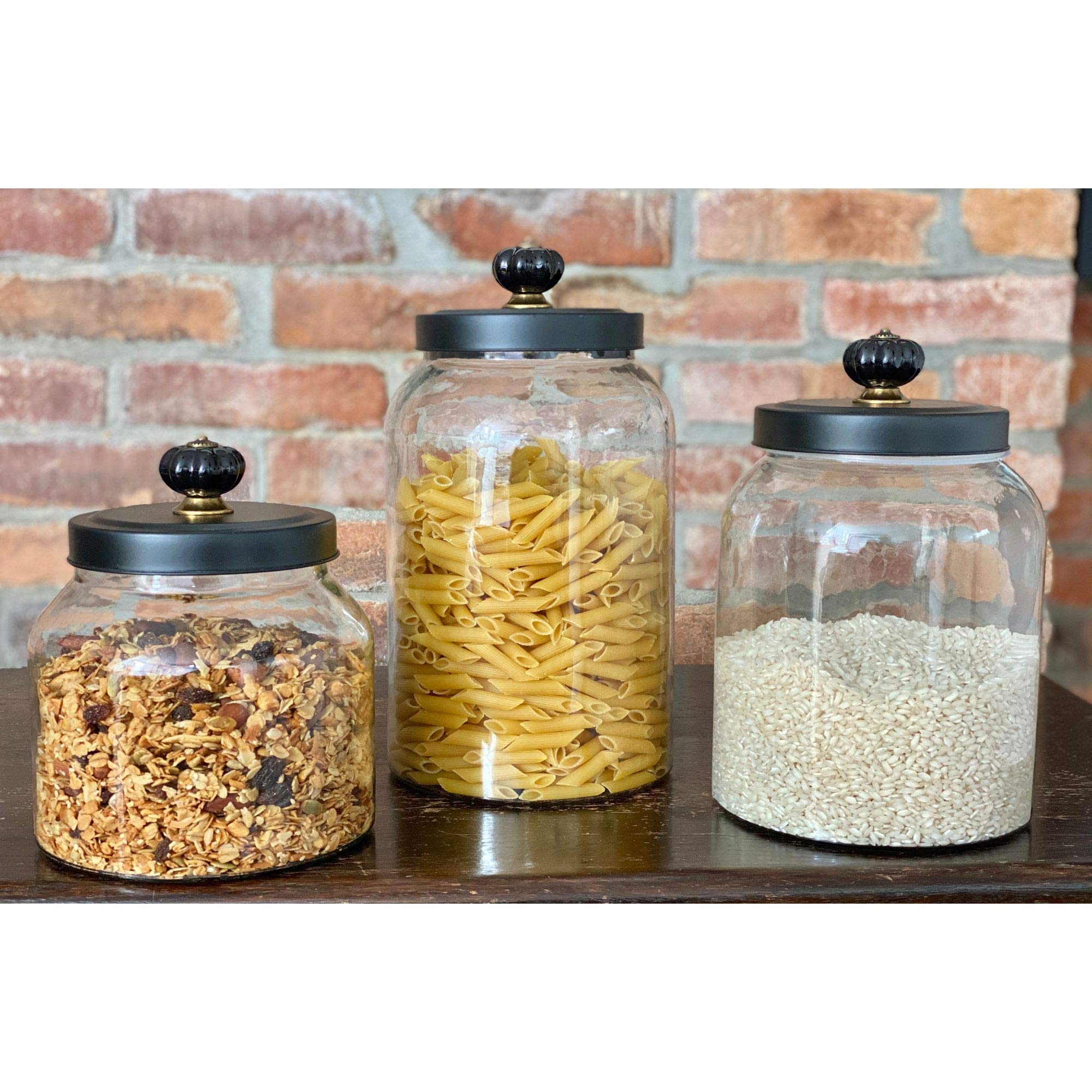 3-Piece Clear Airtight Food Storage Containers with Black Lids - 11