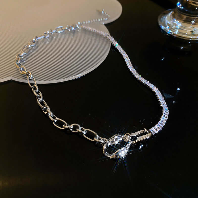 Asymmetric Geometric Box Chain Choker Necklace for Women - Trendy Layering Jewelry Piece for Parties, Date Night & Everyday Wear | HN2037