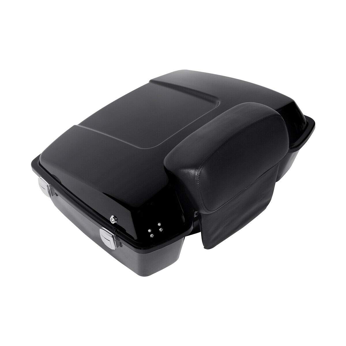 Harley Tour Pack Trunk Mount Rack with Chopped Backrest & Metal Base Plate - Fits Street Glide, Road King, Road Glide, Electra Glide (2009-2013) | Perfect for Long-Distance Touring & Custom Motorcycle Builds