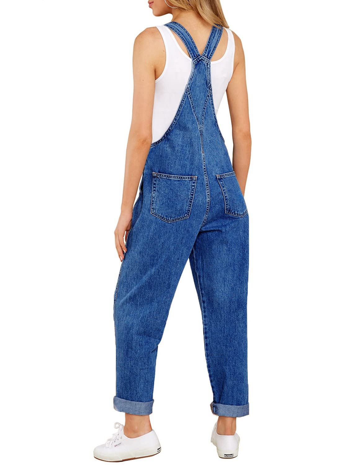 Luvamia Women's Casual Stretch Adjustable Denim Bib Overalls - High Waist Jeans Pants Jumpsuit for Women - Perfect for Work, Outdoor Activities & Everyday Wear