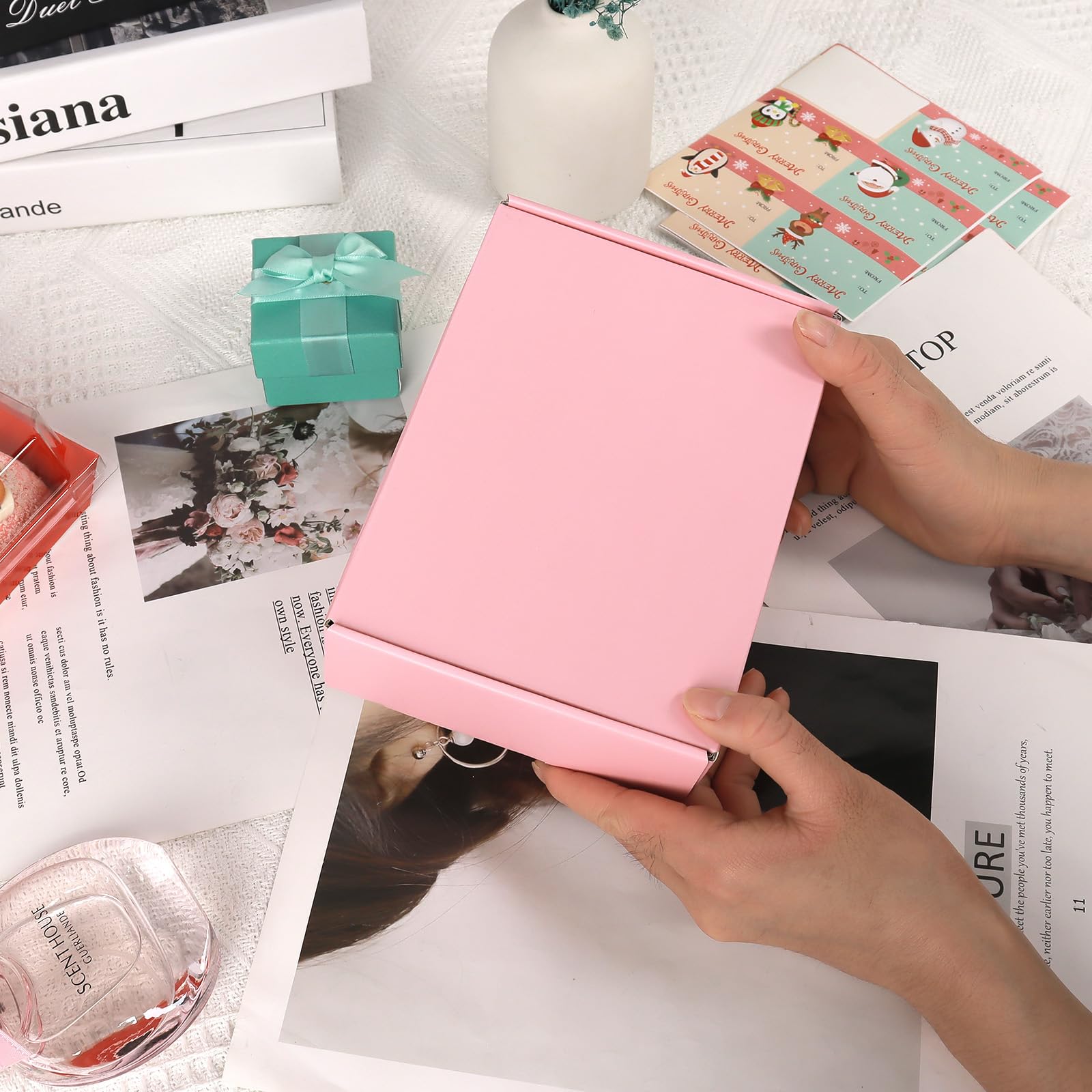 30 Pack 6x4x1.6 Inch Small Shipping Boxes - Pink Corrugated Cardboard Mailing Boxes for Small Business | Perfect for Ecommerce, Jewelry, Cosmetics & Gift Packaging