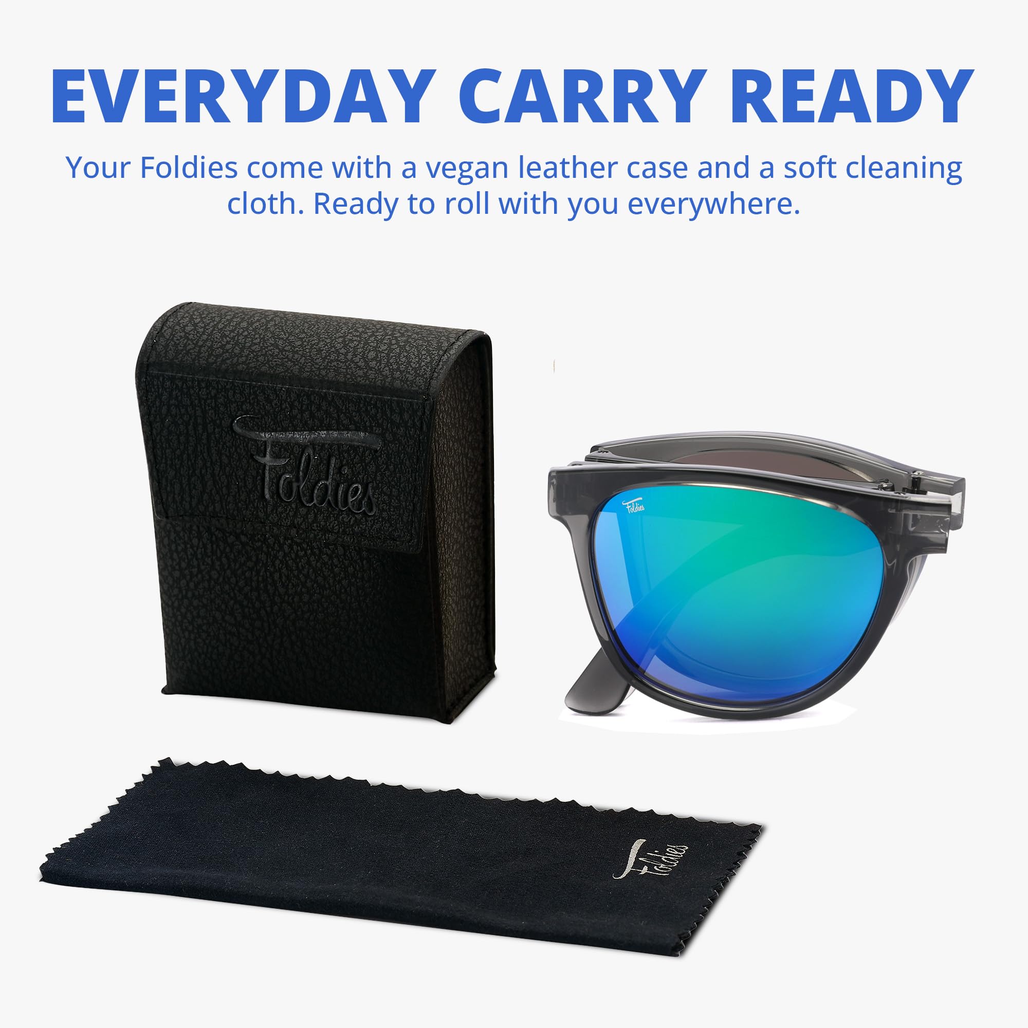 Remix Polarized Folding Sunglasses - UV400 Protection for Men & Women with Leather Case | Perfect for Travel, Driving & Outdoor Activities
