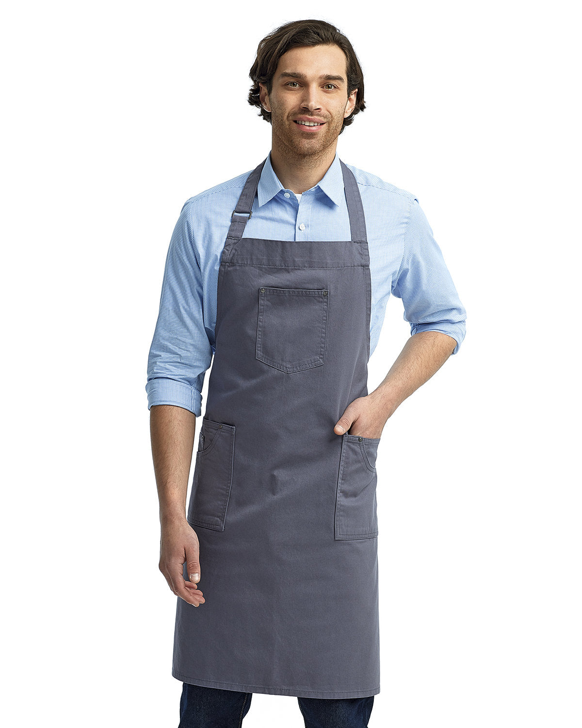 Reprime RP132 Unisex Cotton Chino Bib Apron - Artisan Collection for Cooking, Baking & Grilling - Durable Workwear for Chefs, Bartenders & BBQ Enthusiasts