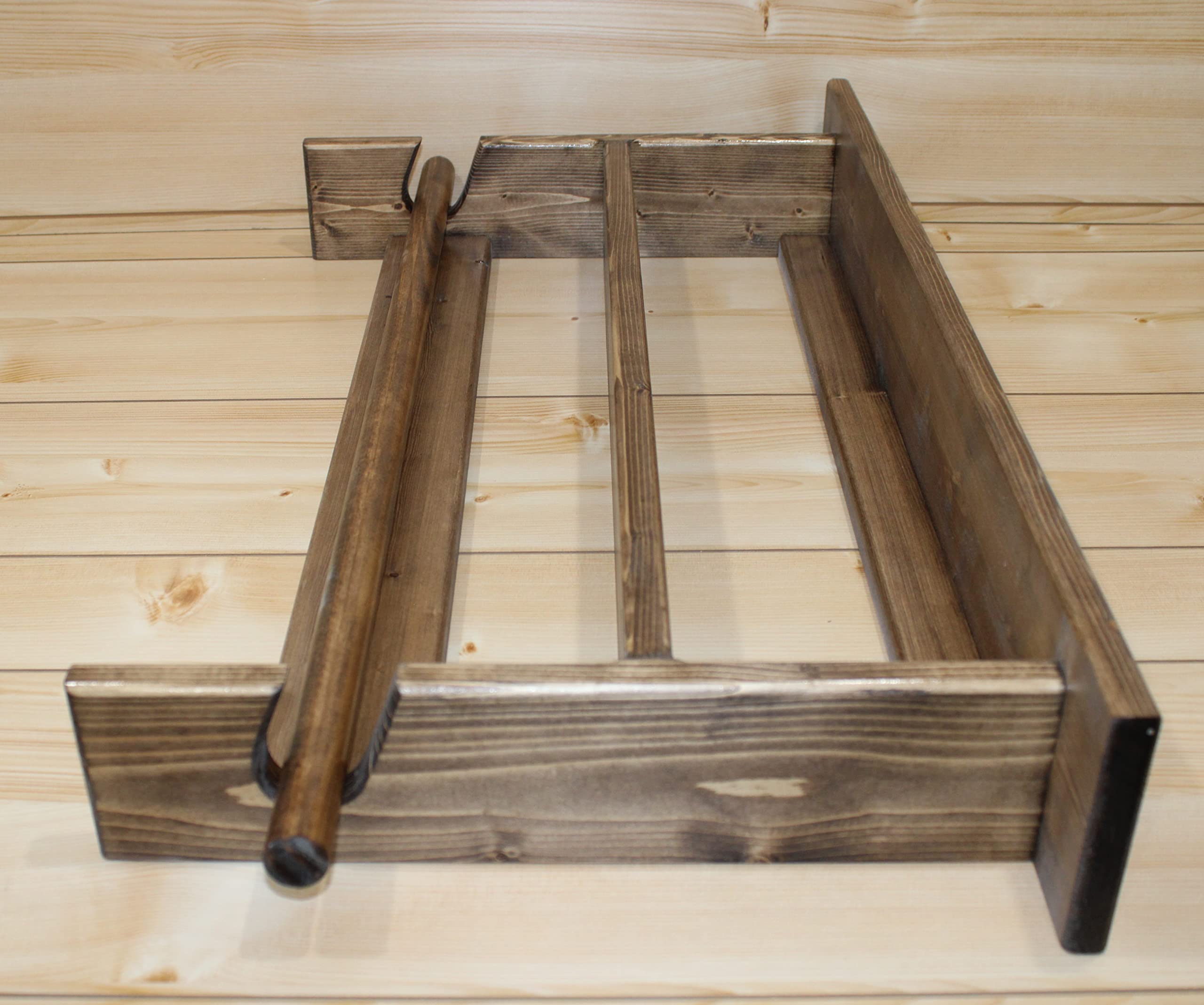 Double Shelf Wooden Quilt Rack - Unfinished Provincial Blanket Display Stand for Afghan, Tapestry & Bedding Storage | Perfect for Bedroom, Living Room & Farmhouse Decor