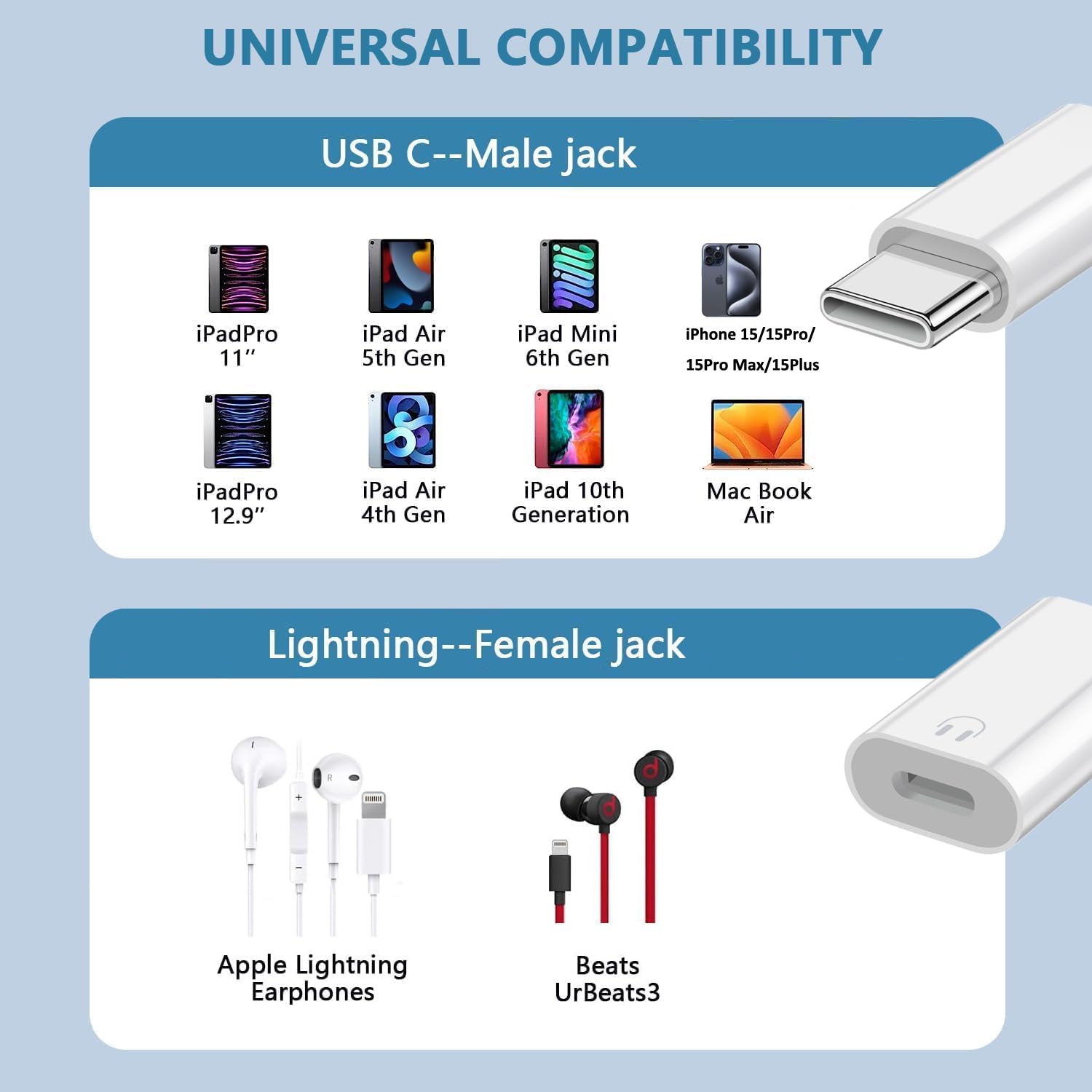 USB C to Lightning Audio Adapter - 3.5mm Headphone Jack Converter for iPhone 16/16 Pro/15/15 Pro, iPad Pro/Air 6/5/4, MacBook - Type C Male to Lightning Female (Audio Only, No Charging) - Perfect for Music, Podcasts & Gaming on Apple Devices