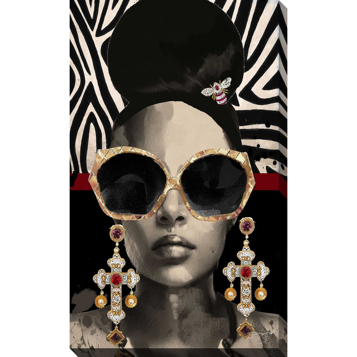 Jodi Print Afrique Model 4 Canvas Wall Art - African Inspired Home Decor for Living Room, Bedroom & Office