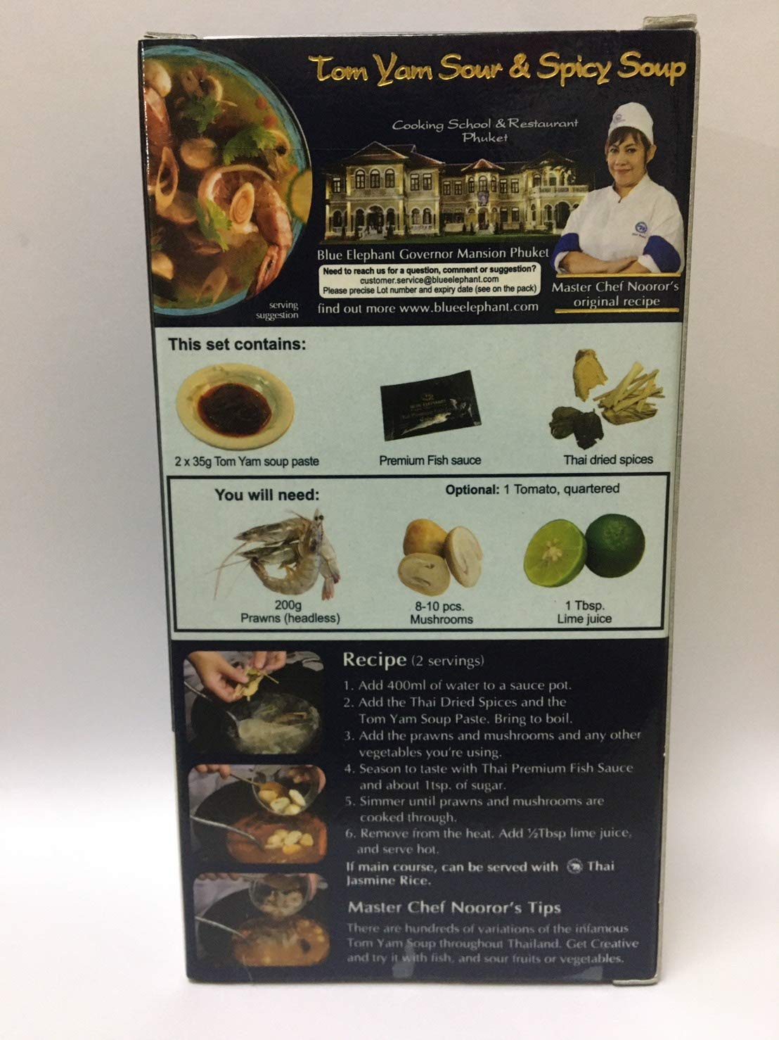 Premium Thai Cooking Set - Blue Elephant Brand Royal Thai Cuisine Tom Kha Soup 110g | Authentic Thai Ingredients for Home Cooking & Restaurant Use