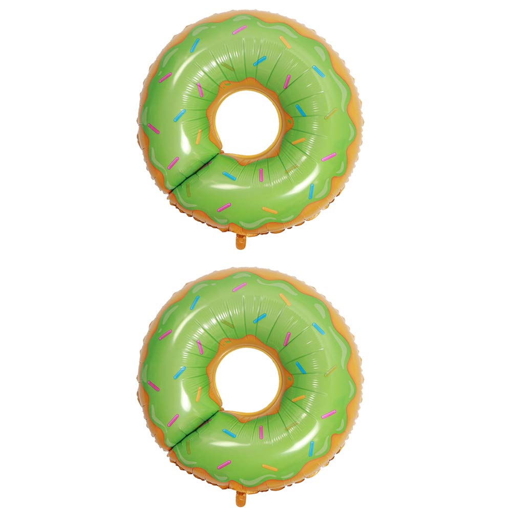 TENDYCOCO 2-Pack Green Doughnut Balloons - Foil Mylar Balloons for Birthday, Wedding, Baby Shower & Party Decorations - Perfect for Indoor & Outdoor Celebrations