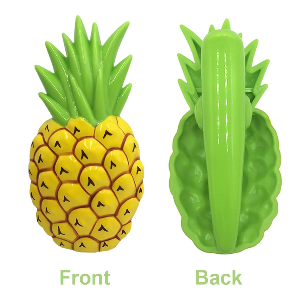 4 Pack Large Plastic Beach Towel Clips - Palm Tree & Pineapple Design - Strong Clothespins for Hanging Towels on Beach Chairs, Pool Loungers & Cruise Chairs - Perfect for Vacation, Swimming & Outdoor Relaxation